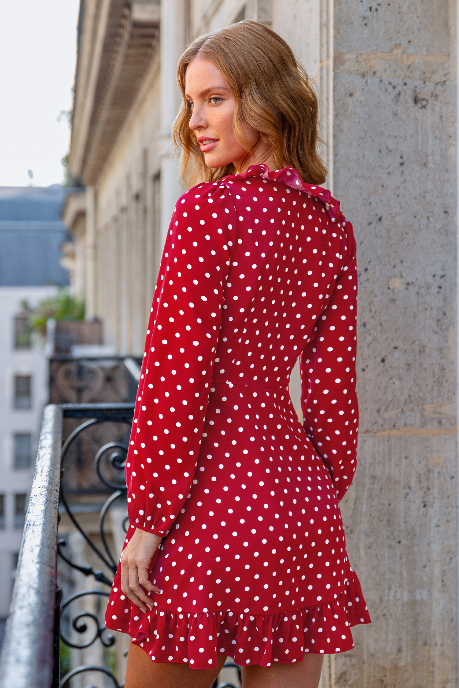 Cupshe Heart To Heart Polka Dot Mini Dress In Red