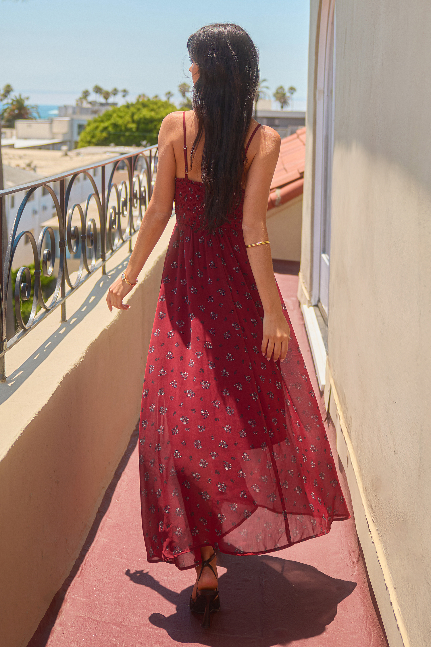 Cupshe X Renee & Elisha Herbert Cabernet Maxi Dress In Burgundy