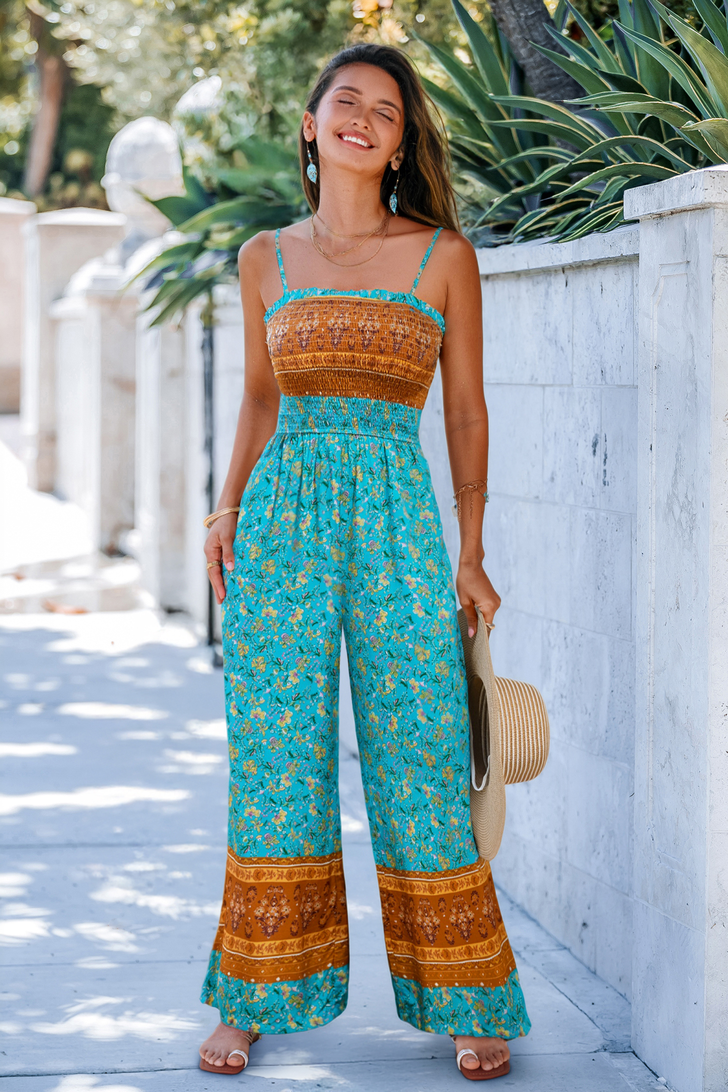 ロンパース・カバーオール house on the hill Jumpsuit (Tile) 80 Hit Downtown Jumpsuit - Tan | Fashion Nova