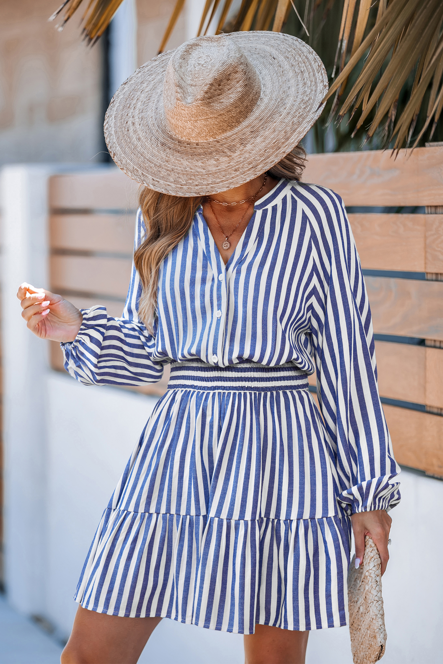 Cupshe Nautical Escape Striped Mini Dress - Blue,M