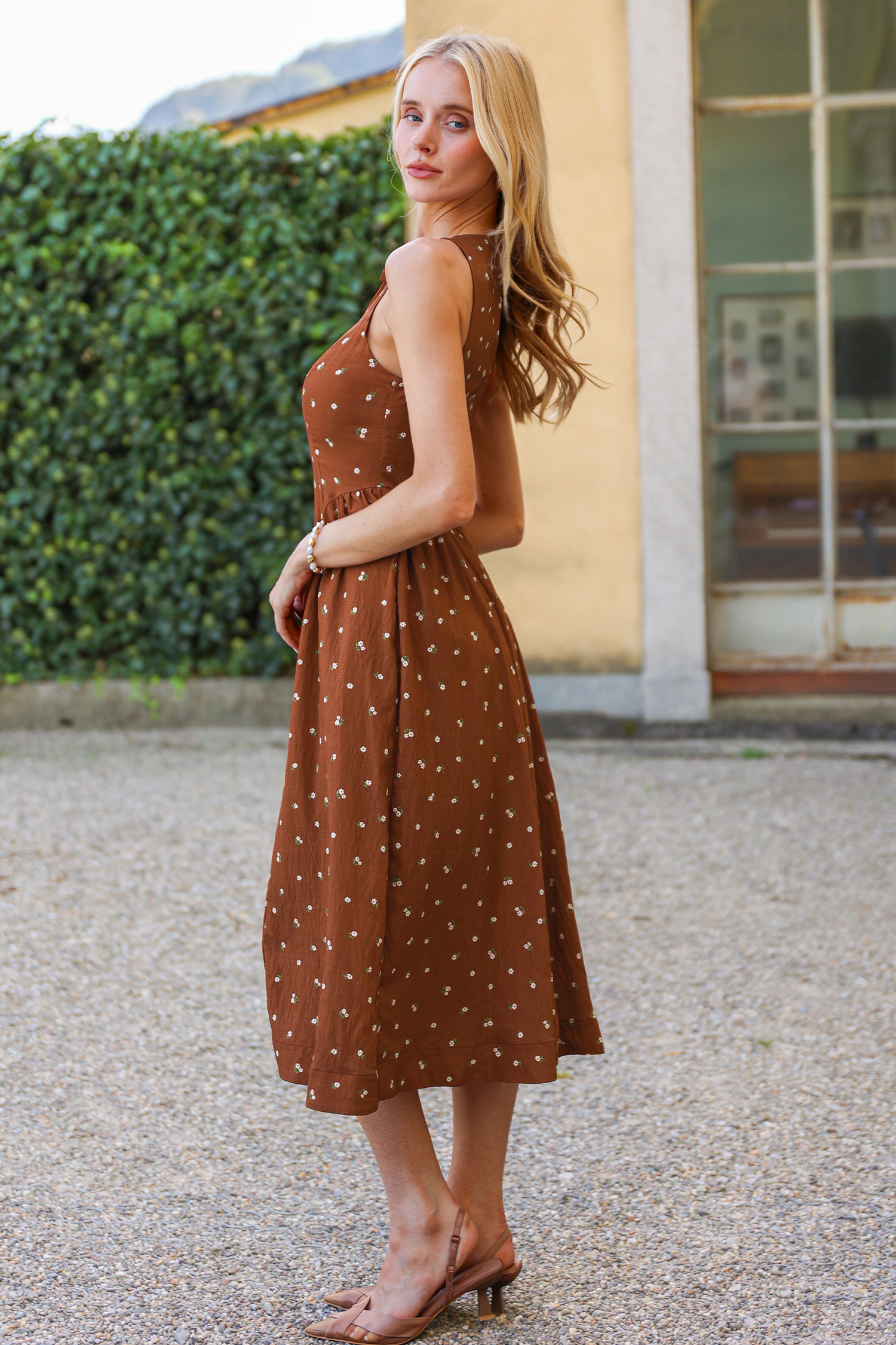 Cupshe Petal Verse Floral Midi Dress In Brown