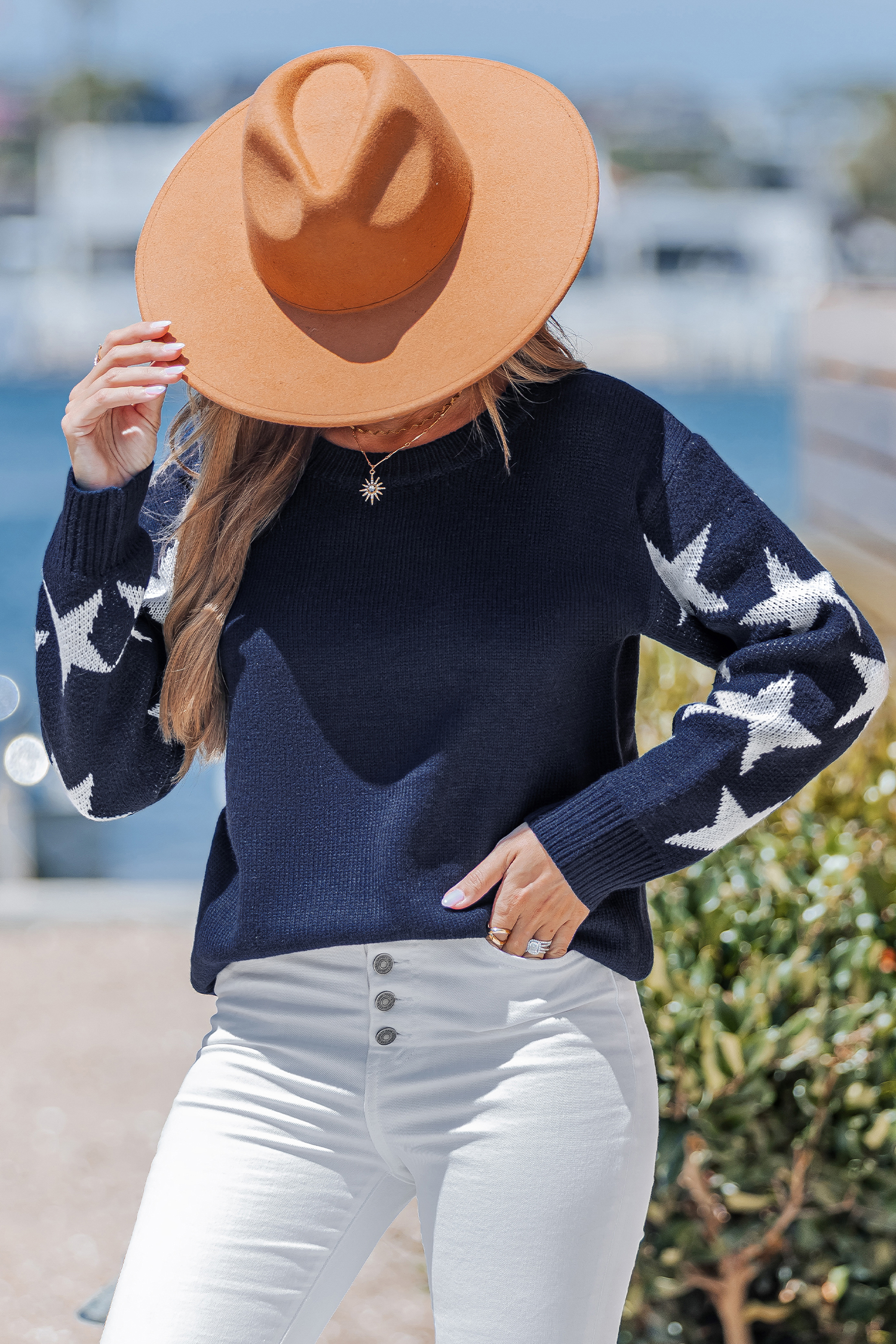 Cupshe Wish Upon A Star Blue Sweater In Blue