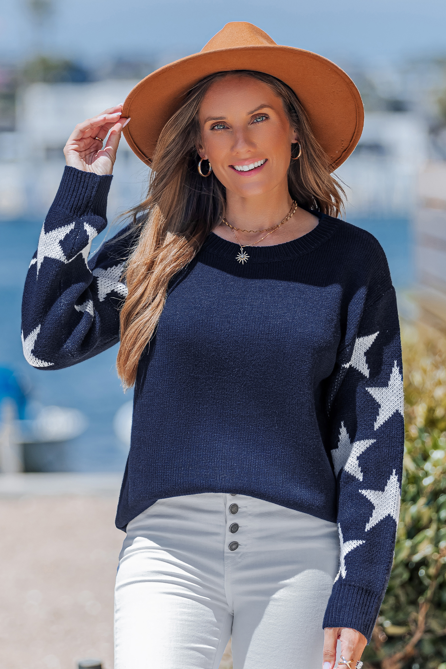 Cupshe Wish Upon A Star Blue Sweater In Blue