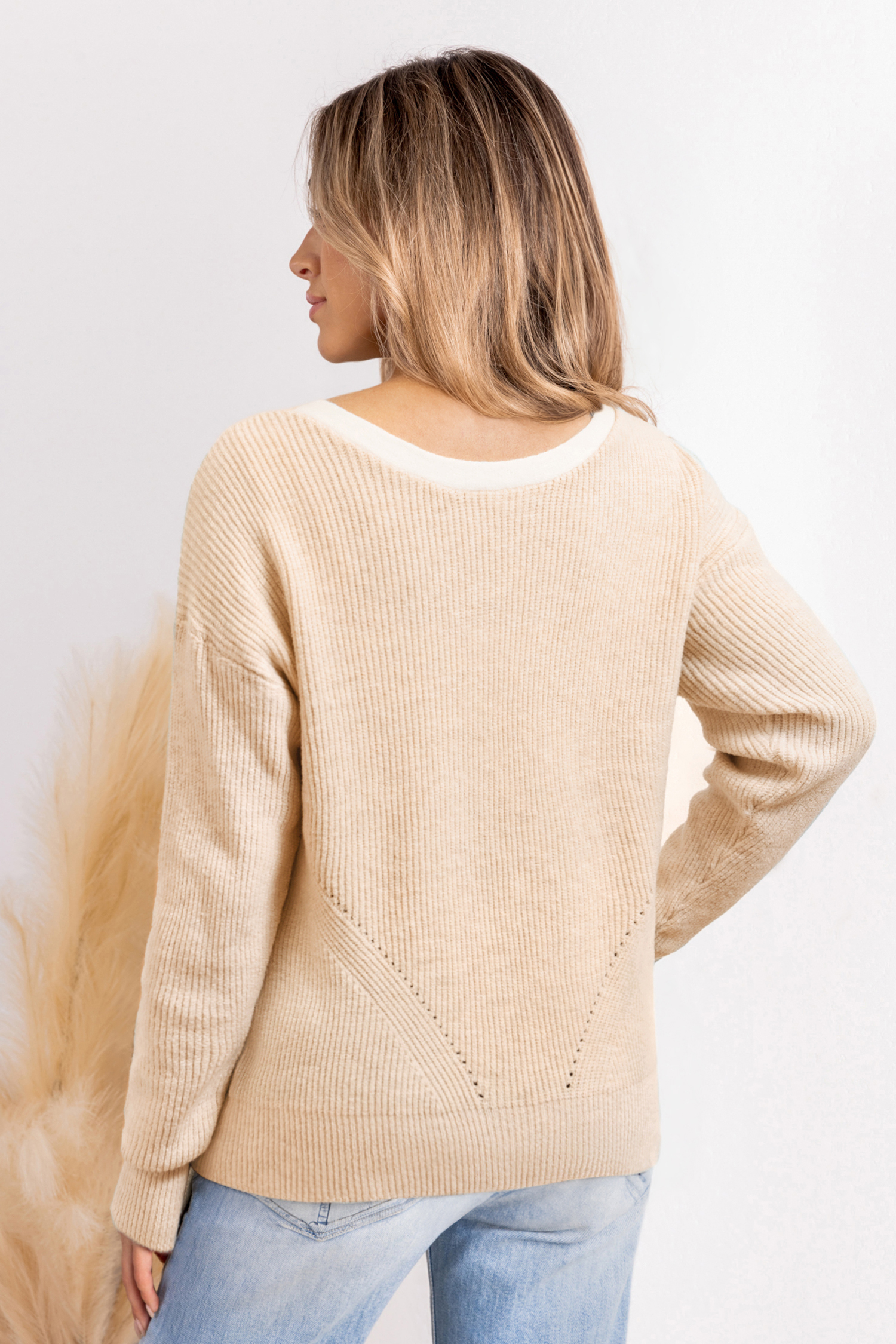 Cupshe Bow Moment Beige Sweater
