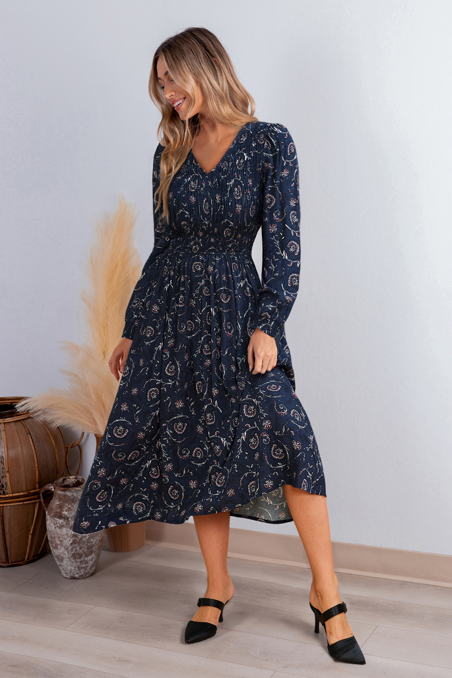 Cupshe Flutter Bloom Floral Maxi Dress In Blue