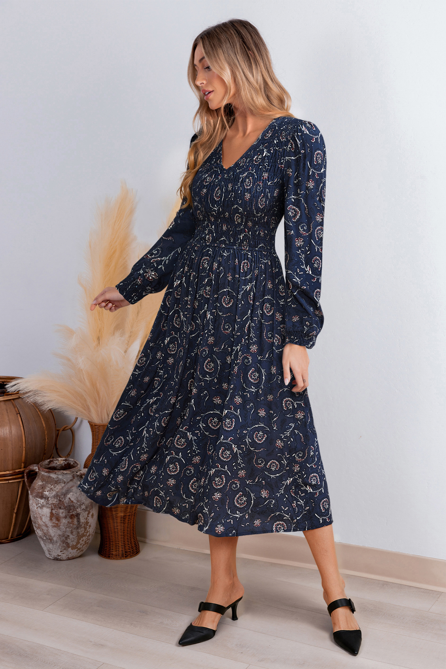 Cupshe Flutter Bloom Floral Maxi Dress In Blue