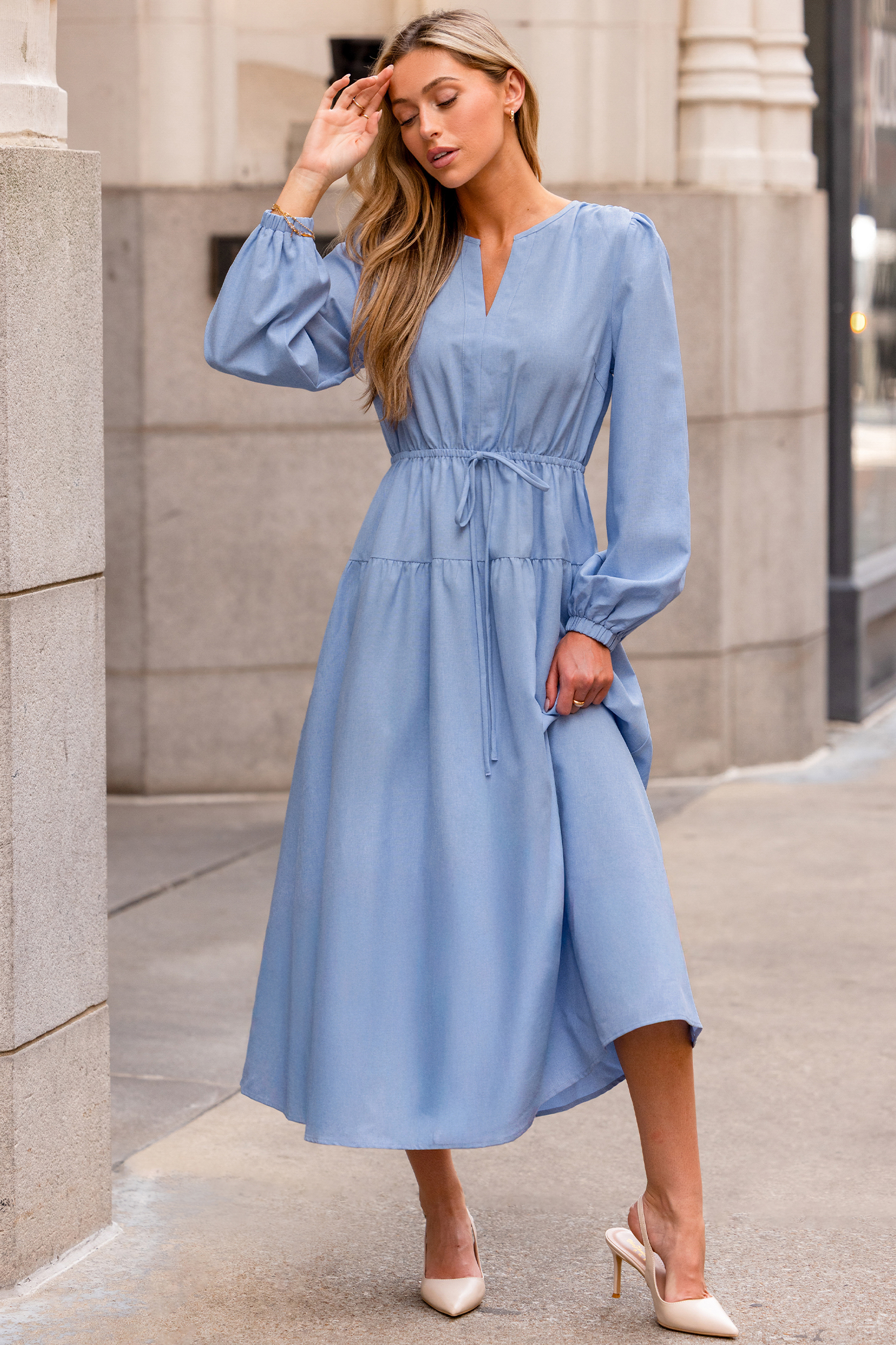 Cupshe On The Dot Blue Maxi Dress In Blue