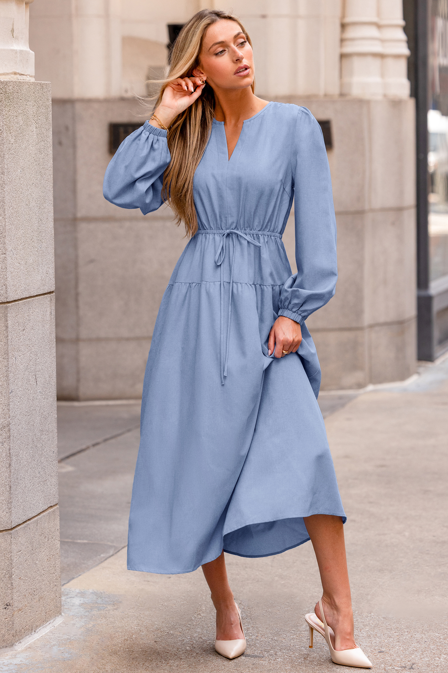 Cupshe On The Dot Blue Maxi Dress In Blue