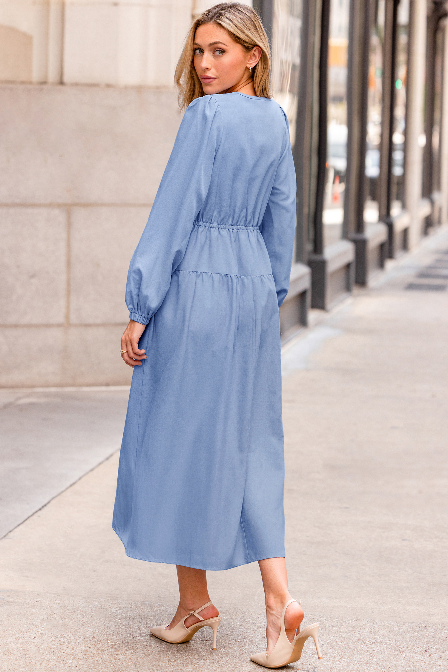 Cupshe On The Dot Blue Maxi Dress In Blue