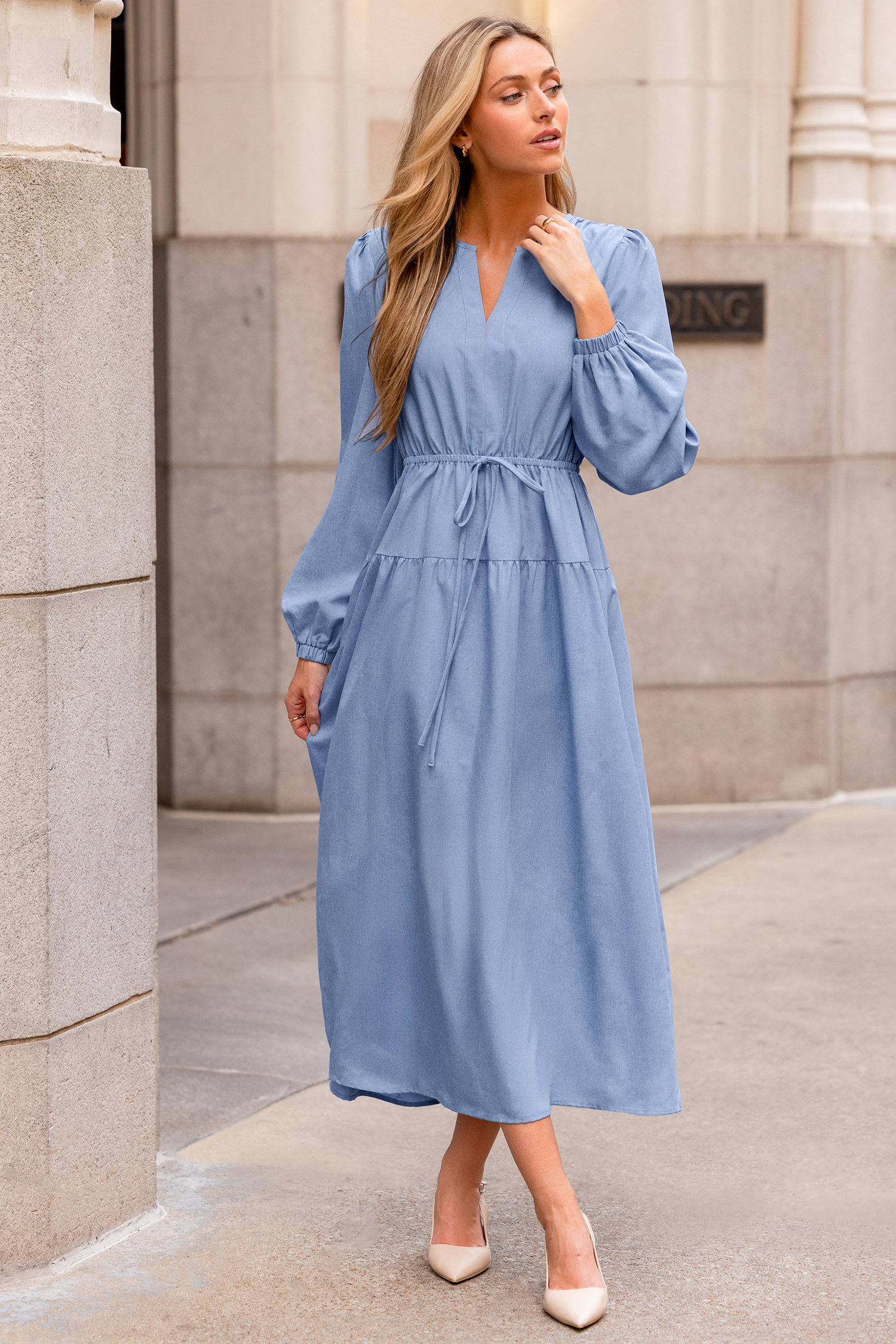 Cupshe On The Dot Blue Maxi Dress In Blue