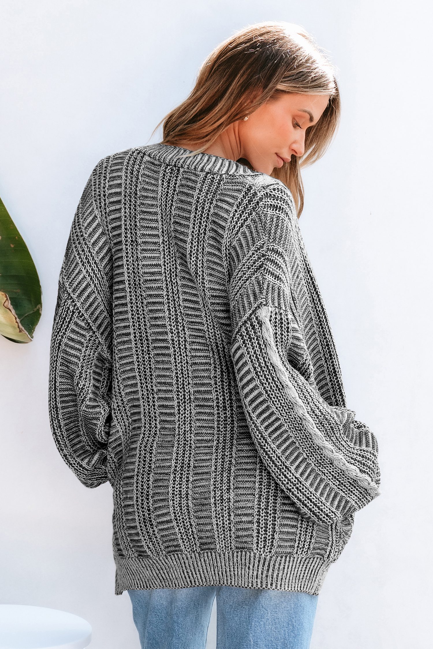 Cupshe Piano Whisper Cable Knit Cardigan In Multi