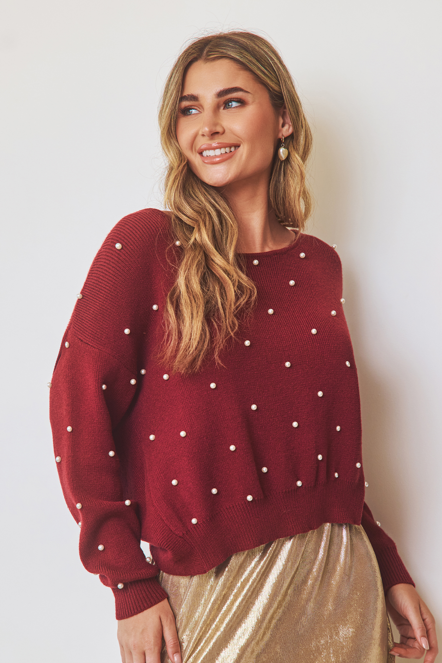 Cupshe Luxe Touch Red Sweater In Burgundy