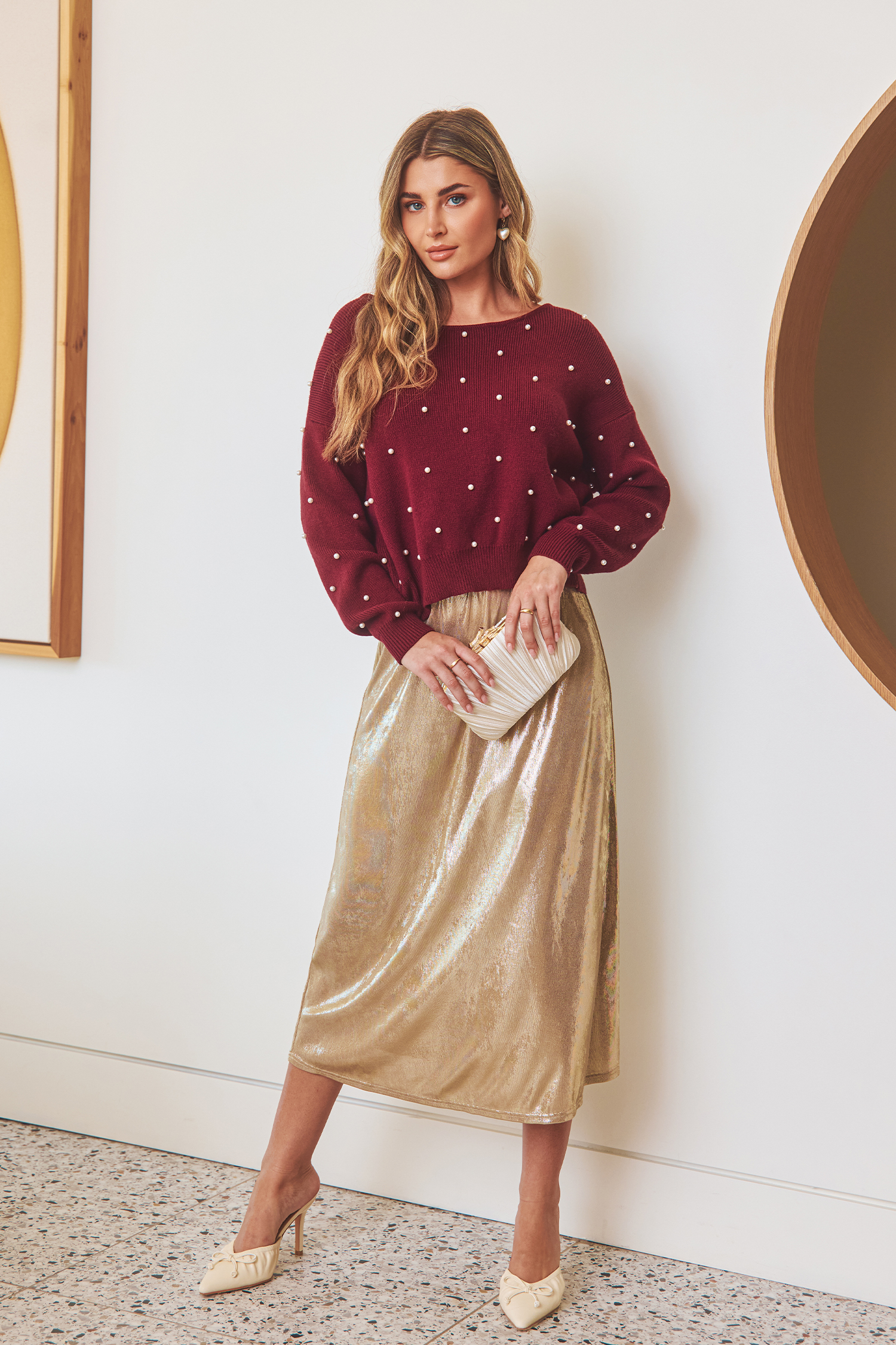 Cupshe Luxe Touch Red Sweater In Burgundy
