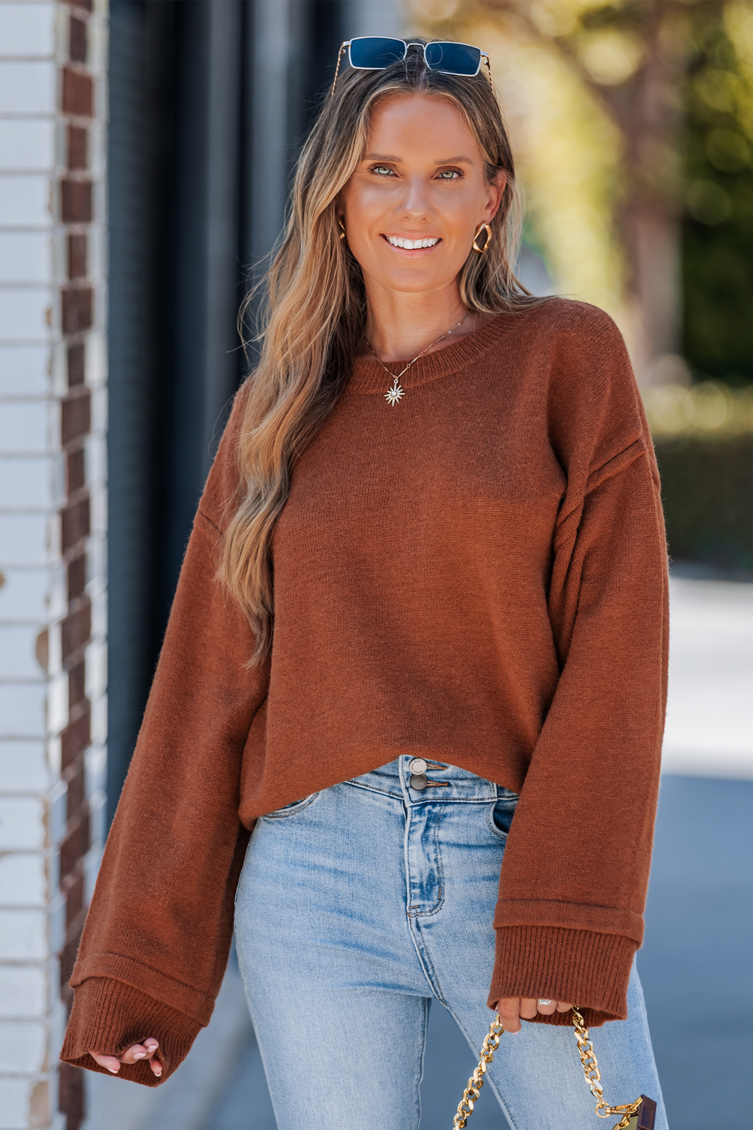 Cupshe Cozy Commute Brown Sweater