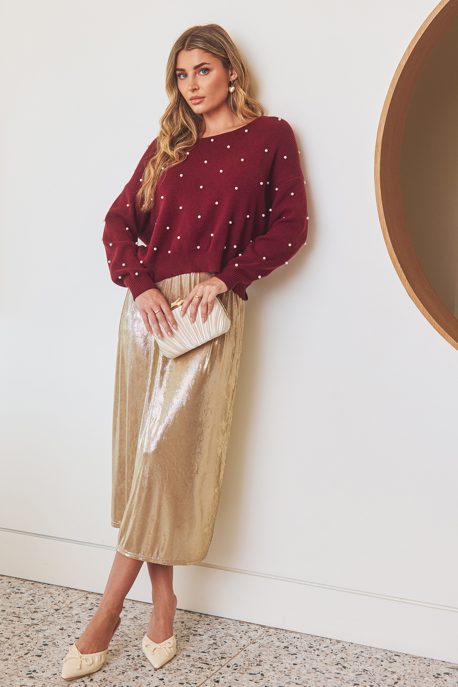 Cupshe Luxe Touch Red Sweater In Burgundy