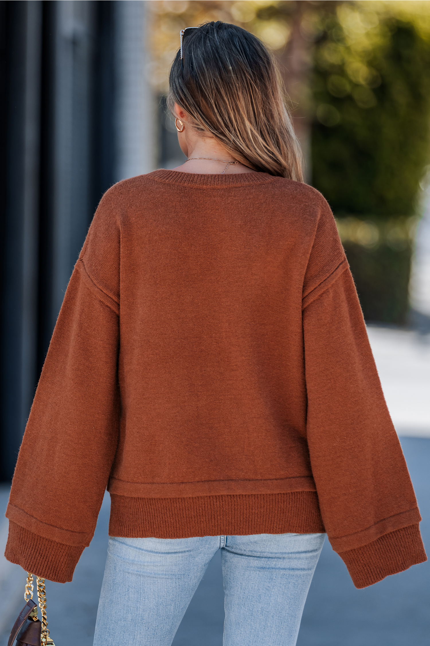 Cupshe Cozy Commute Brown Sweater