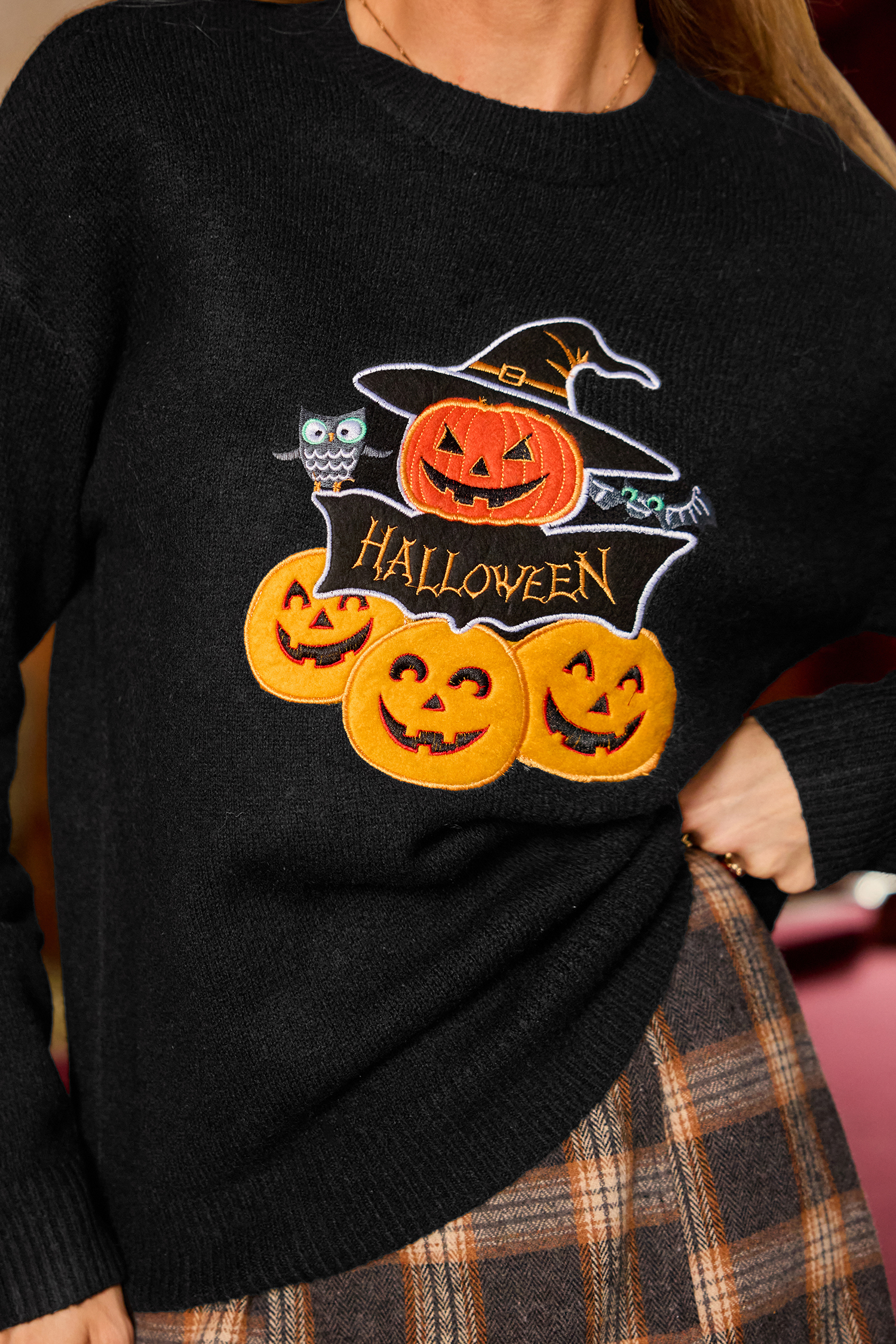 Cupshe October Nights Black Sweater