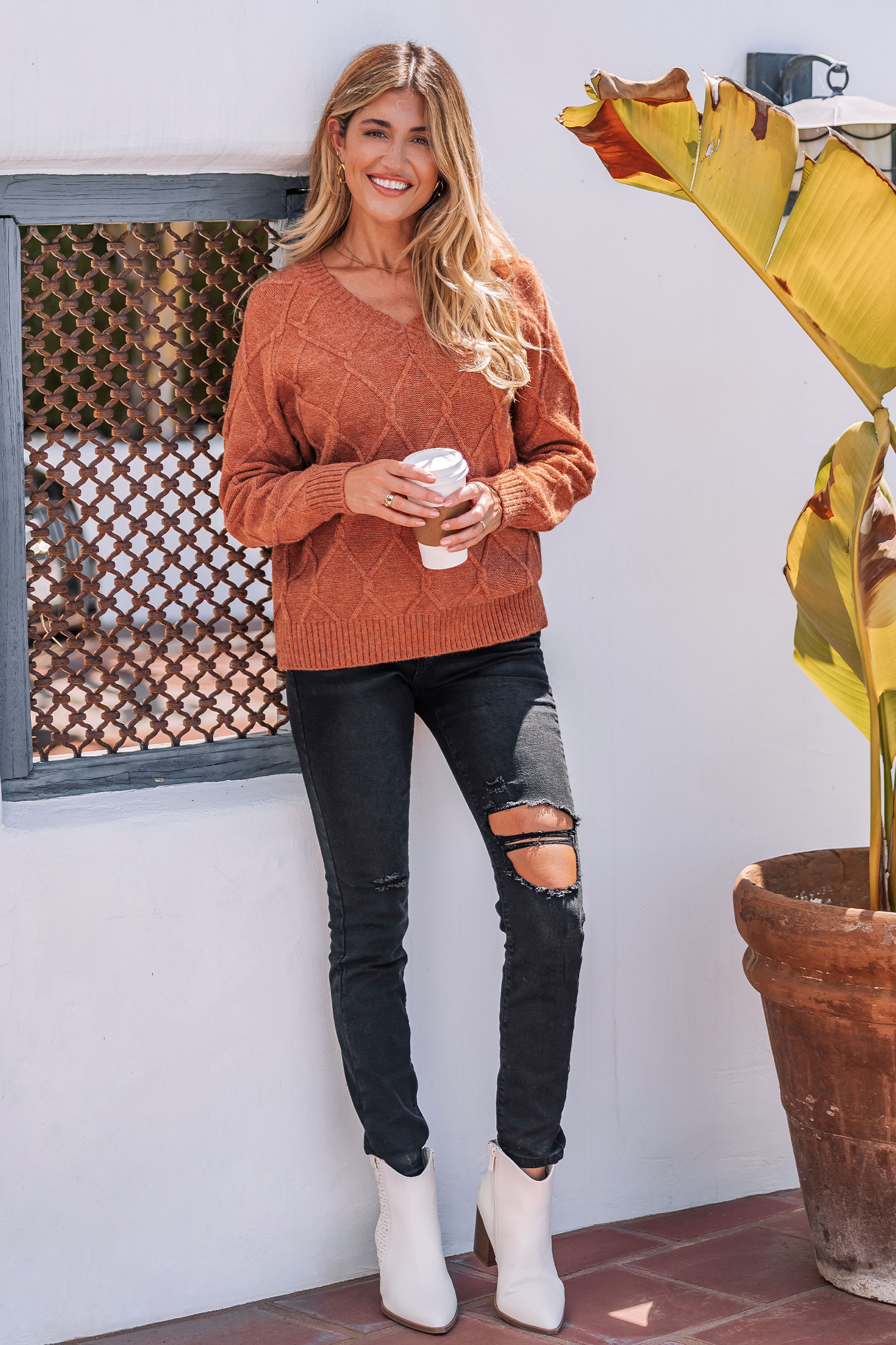 Cupshe Warm Sunset Orange Sweater