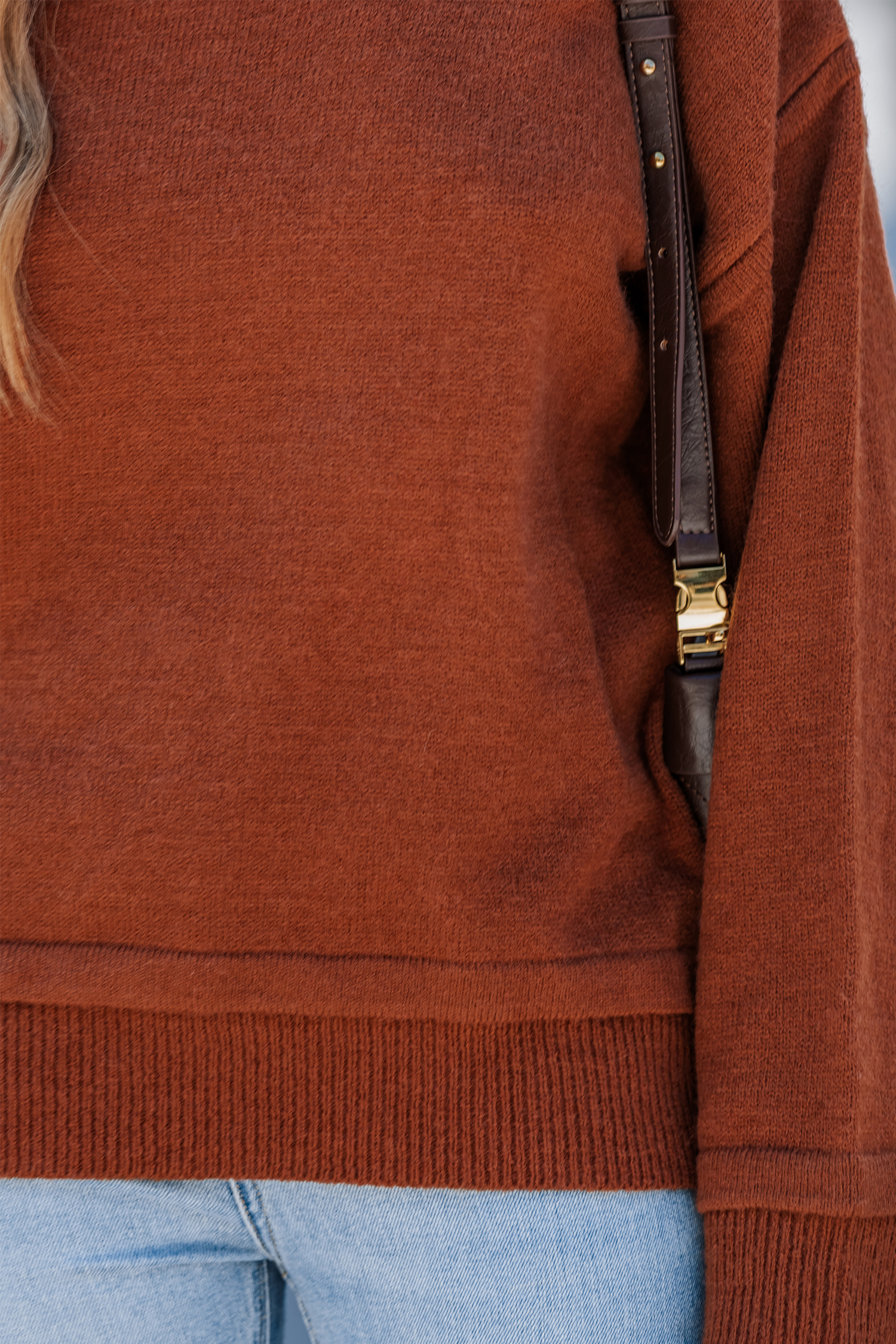 Cupshe Cozy Commute Brown Sweater