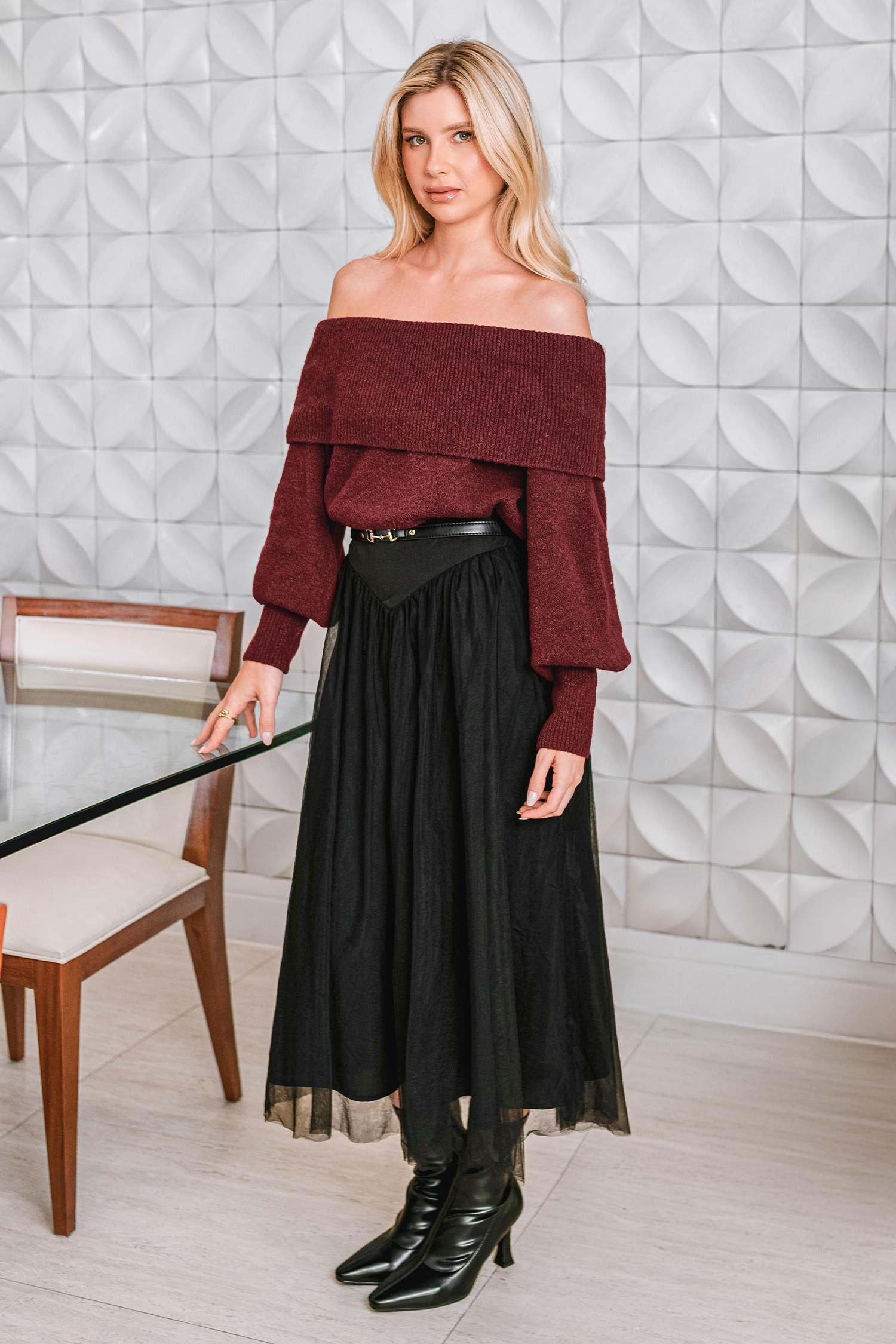 Cupshe Bordeaux Nights Red Sweater In Burgundy