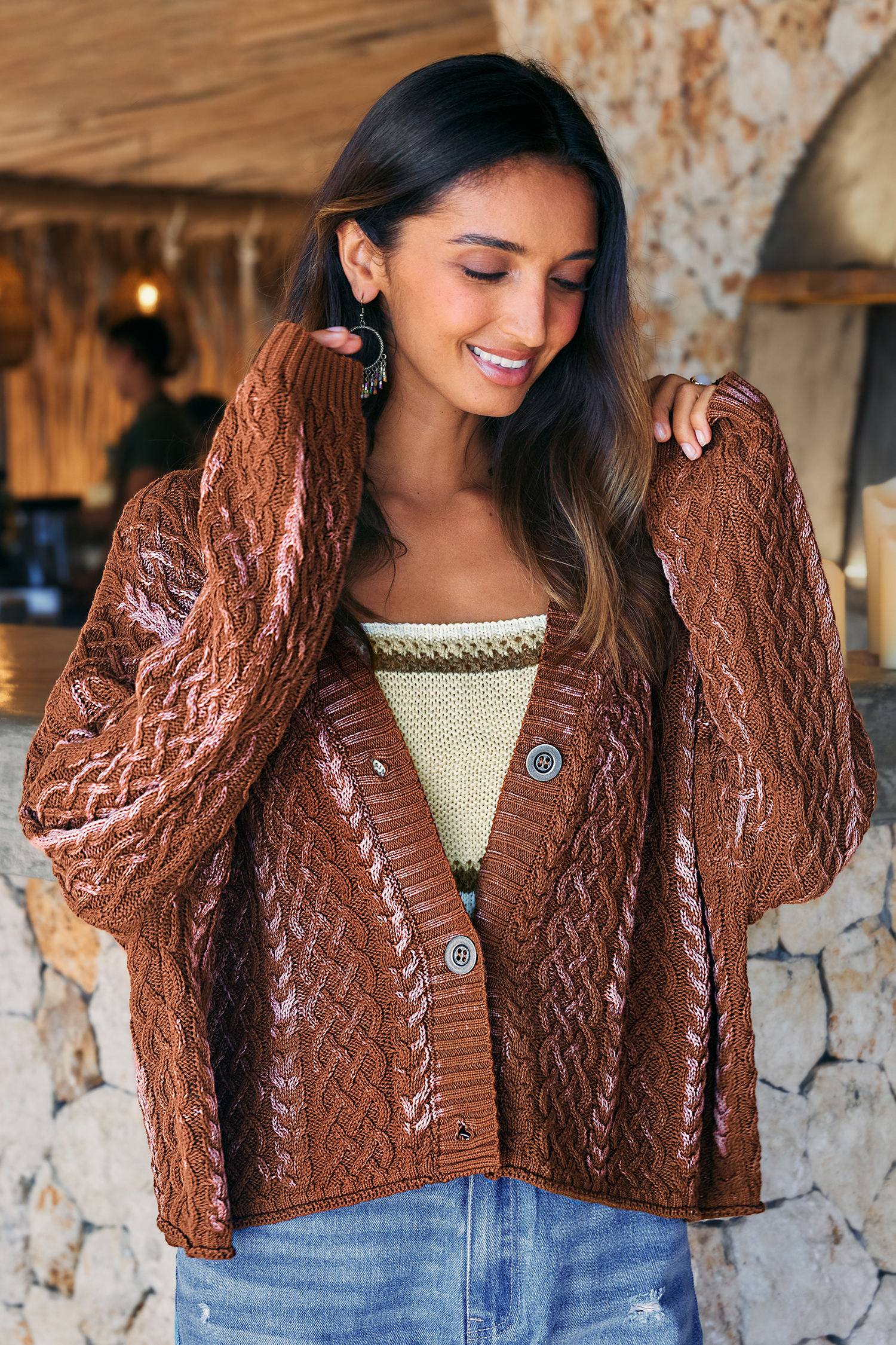 Cupshe Café Stop Brown Cardigan