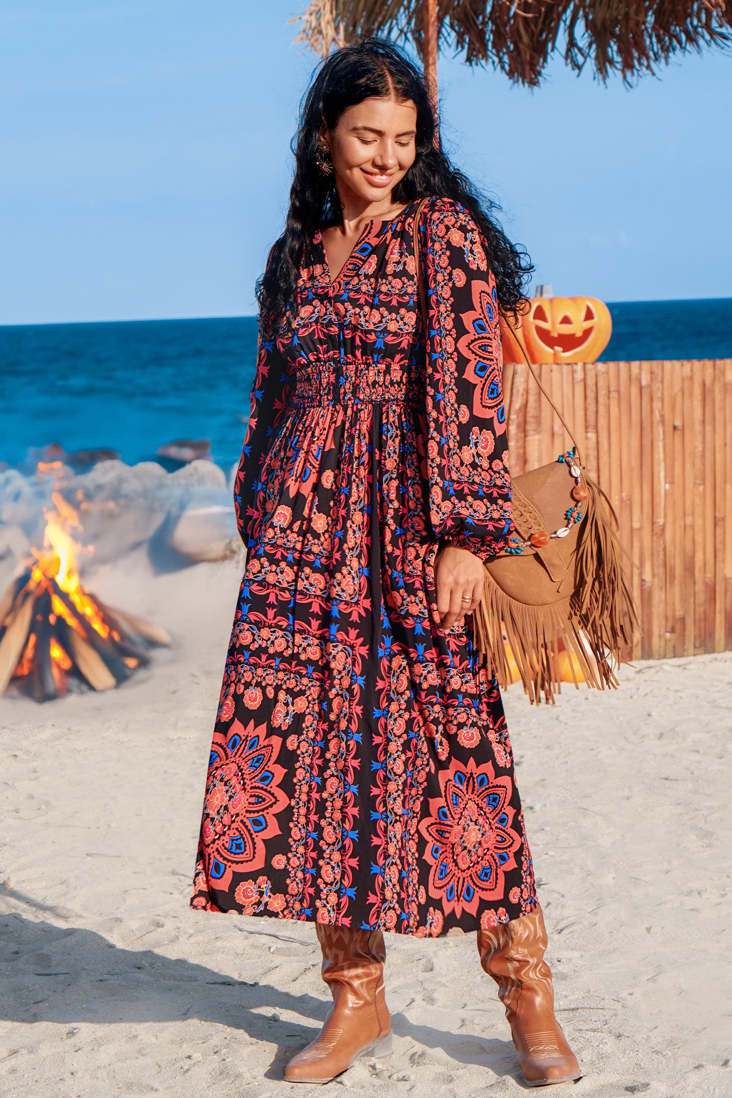 Cupshe Movie Night Floral Maxi Dress In Pink