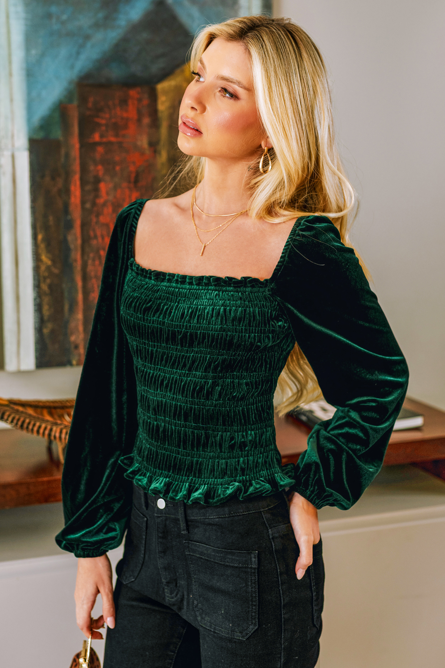Cupshe Sweet Velvet Green Top In Green