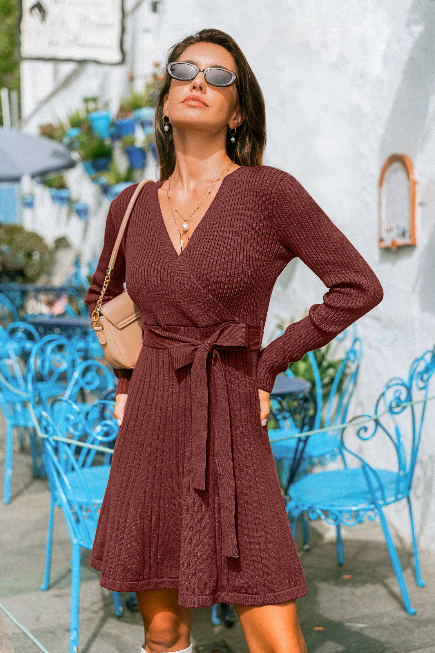 Cupshe Cozy Soirée Brown Mini Dress