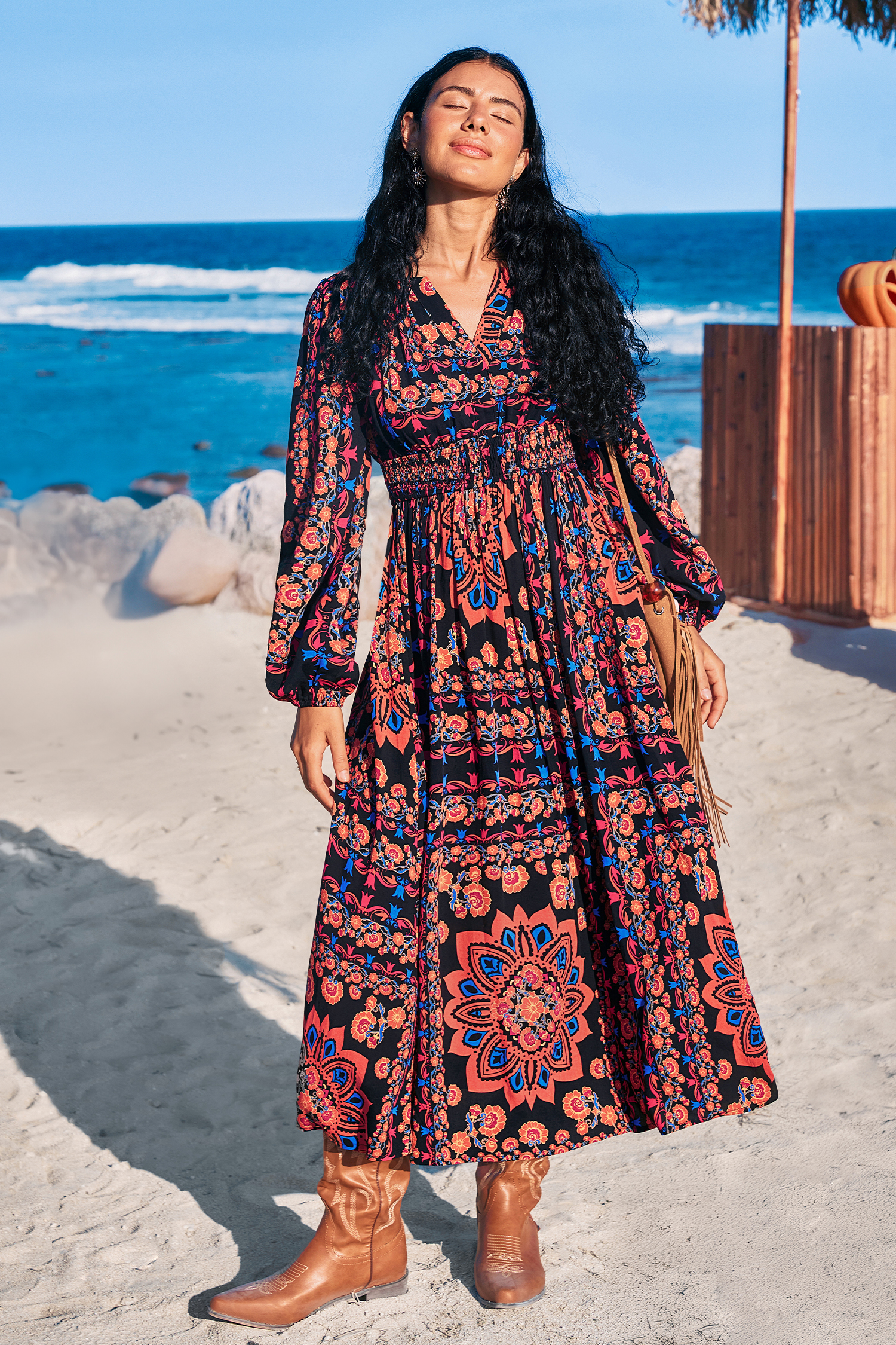 Cupshe Movie Night Floral Maxi Dress In Pink