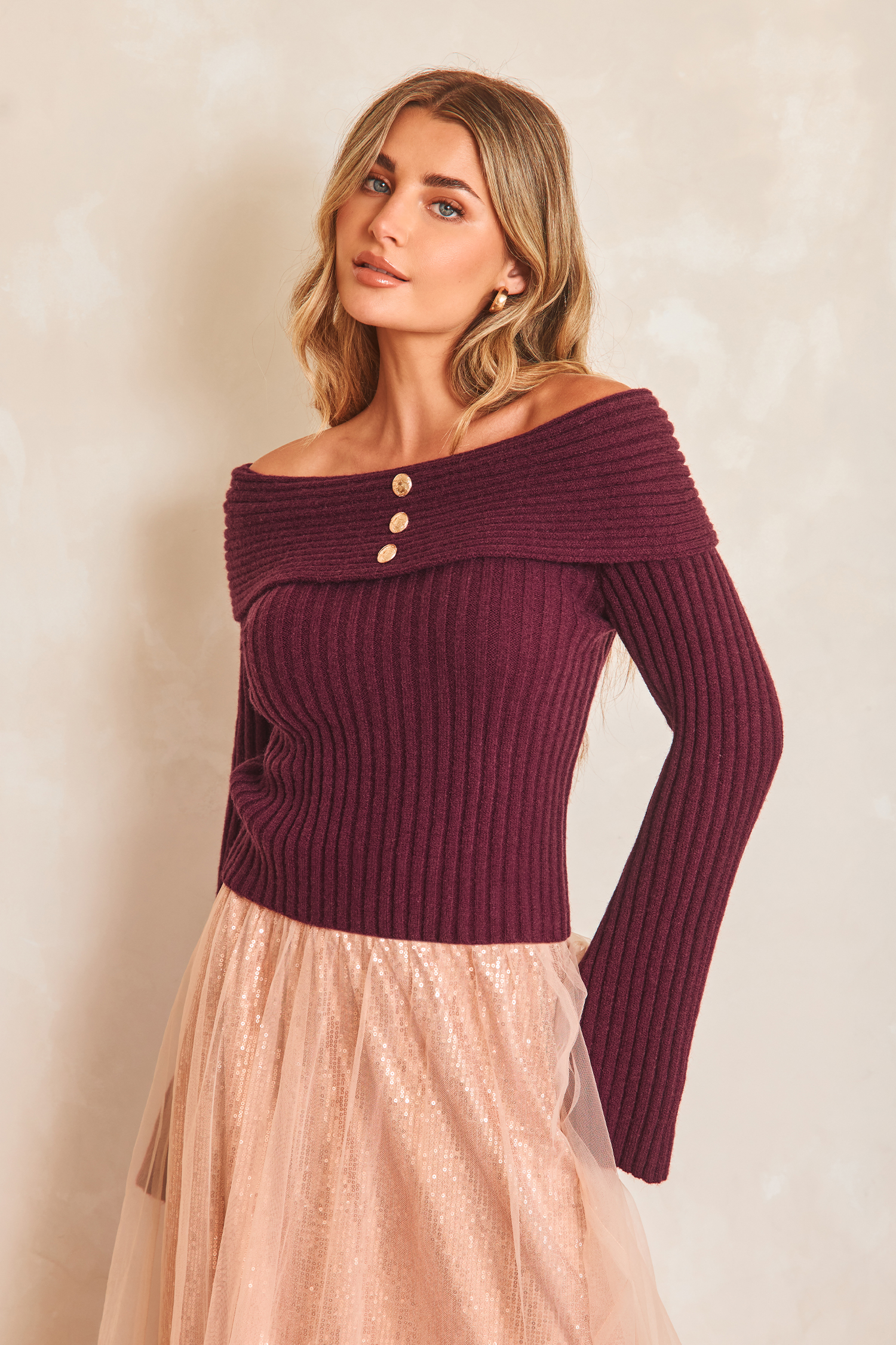 Cupshe Cherry Wine Red Sweater