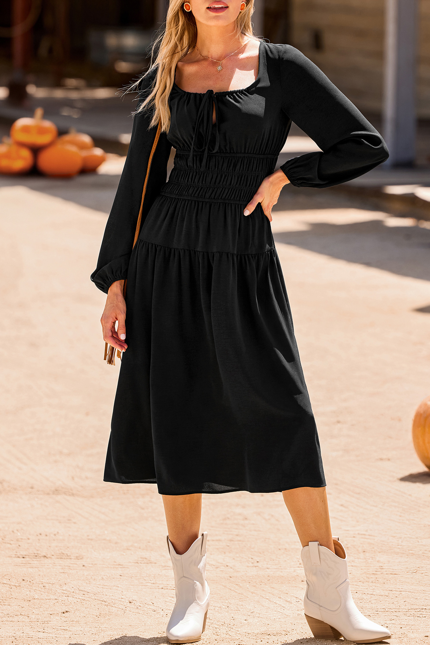 Cupshe Daisy Chain Black Maxi Dress In Black