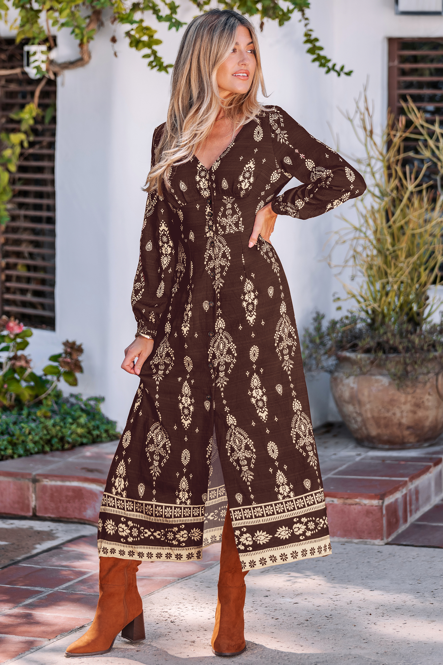 Cupshe Baroque Beauty Ornate Maxi Dress In Multi