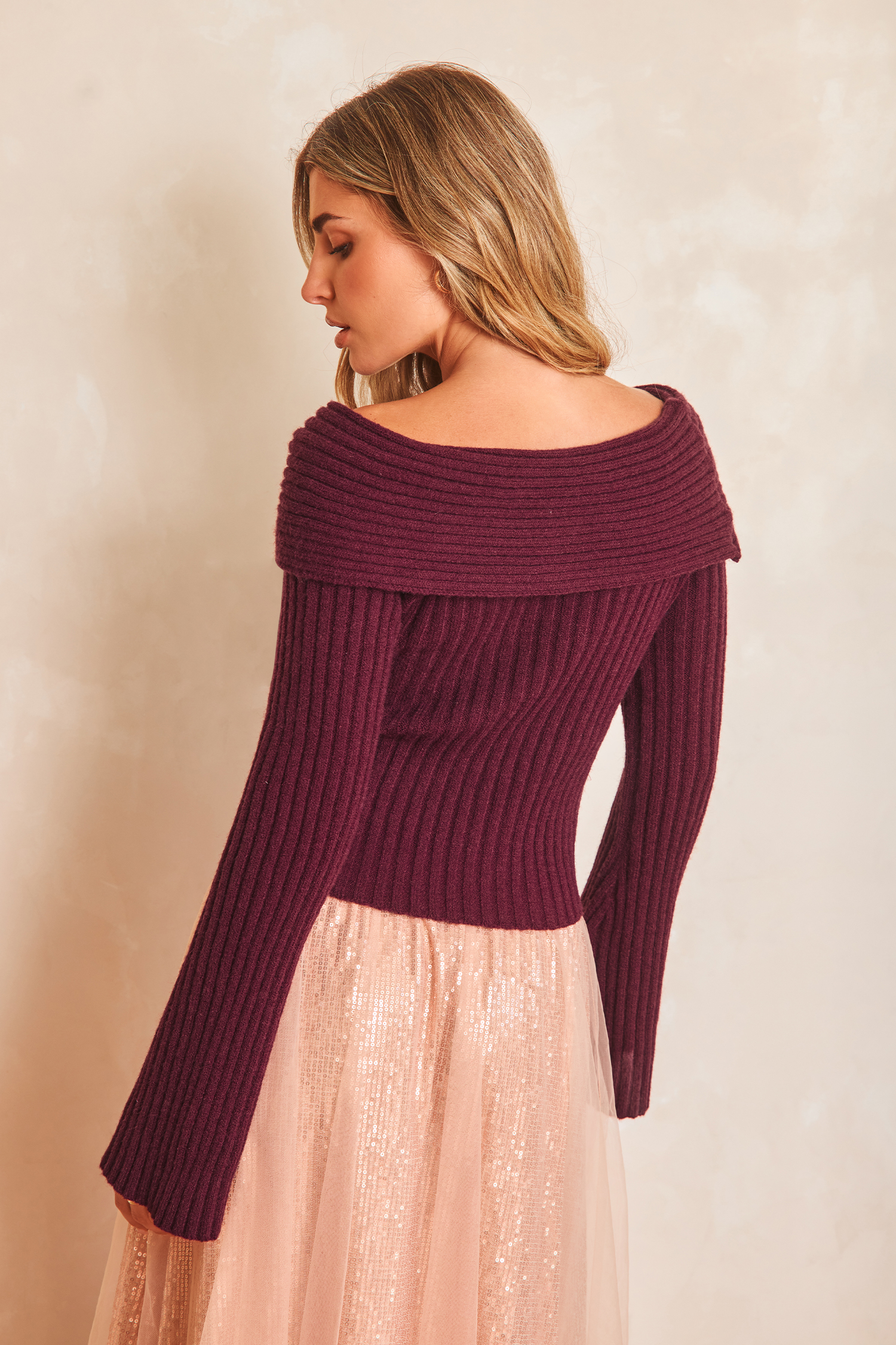 Cupshe Cherry Wine Red Sweater
