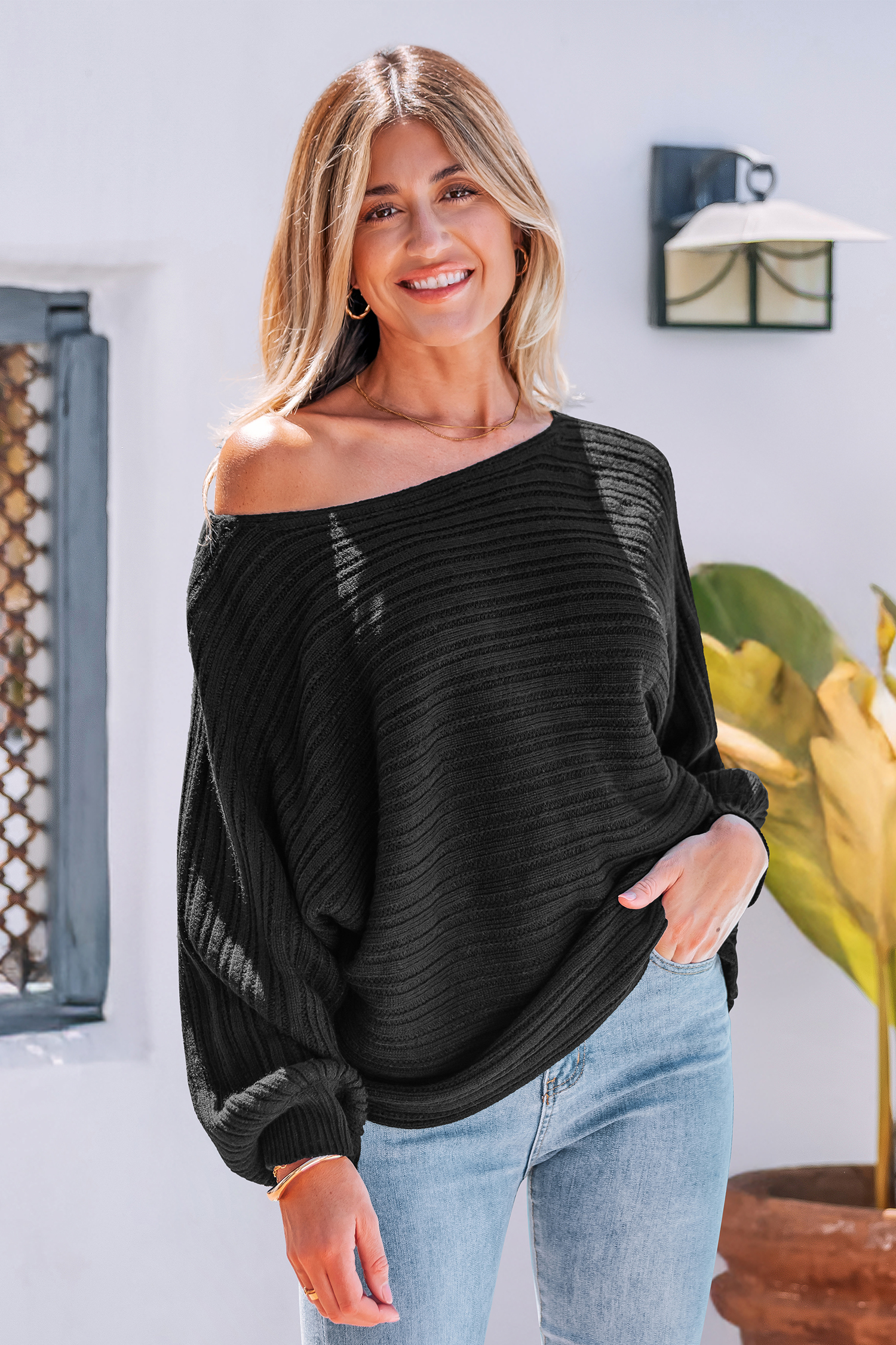 Cupshe Quiet Power Black Sweater