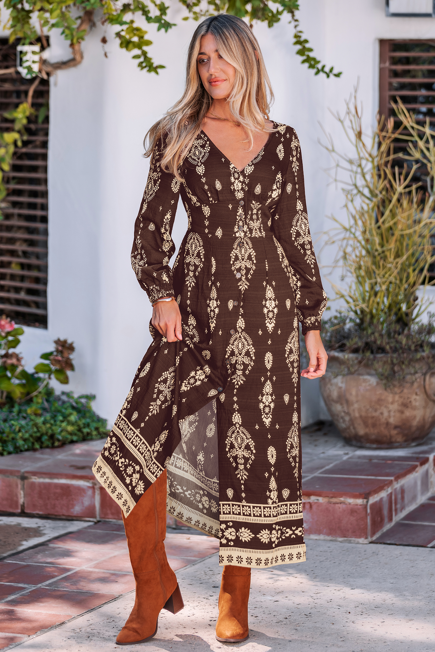 Cupshe Baroque Beauty Ornate Maxi Dress In Multi