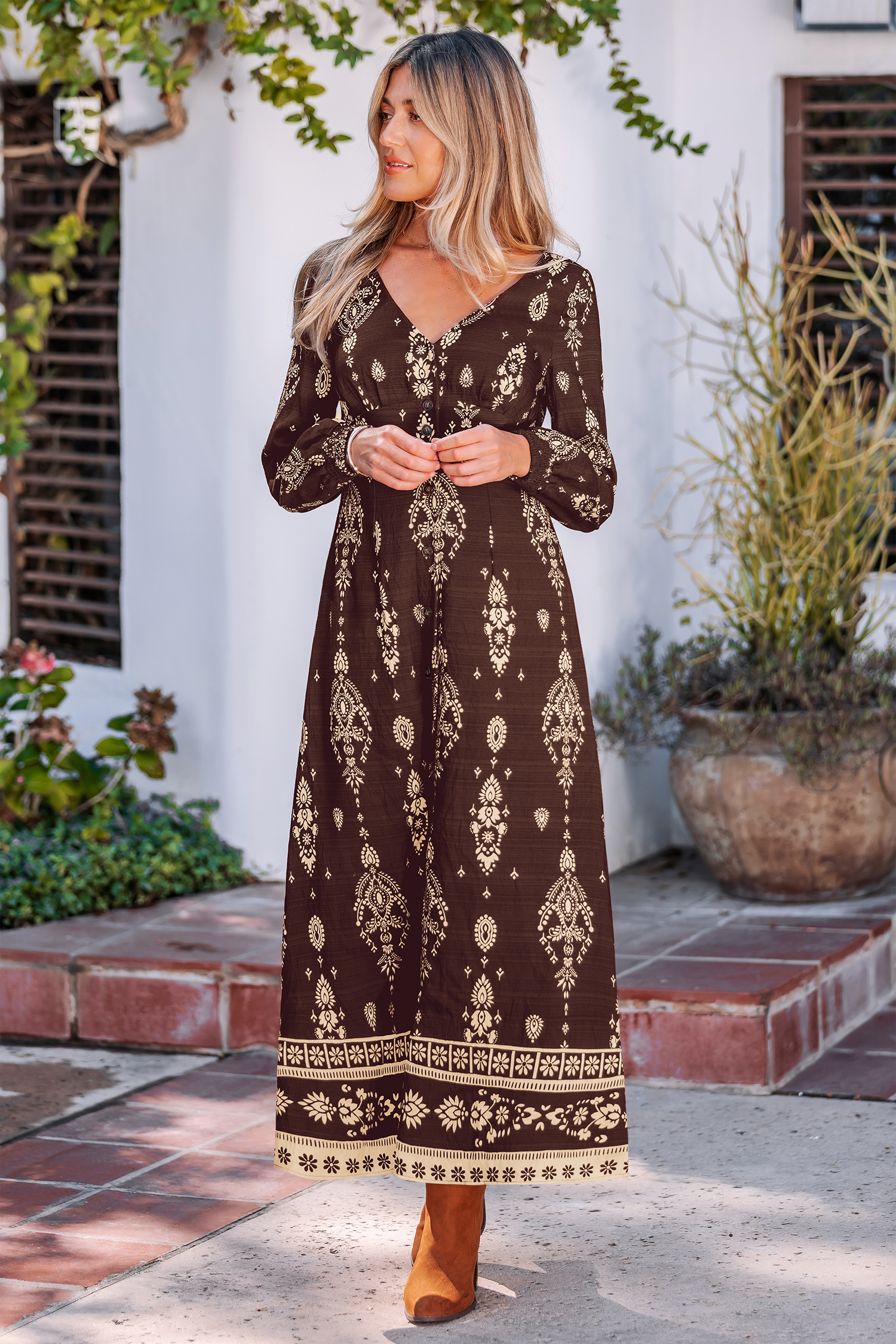 Cupshe Baroque Beauty Ornate Maxi Dress In Multi