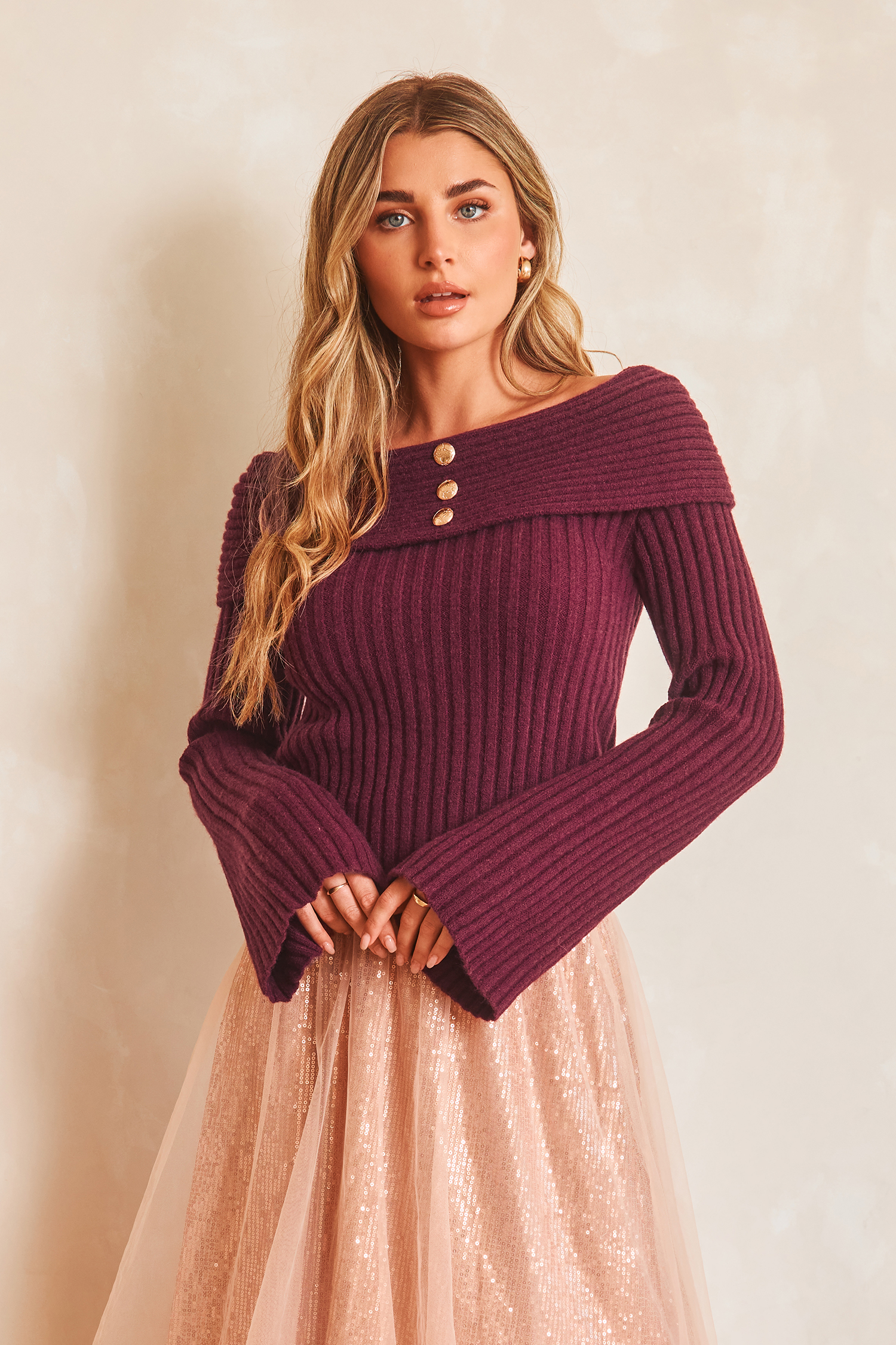 Cupshe Cherry Wine Red Sweater