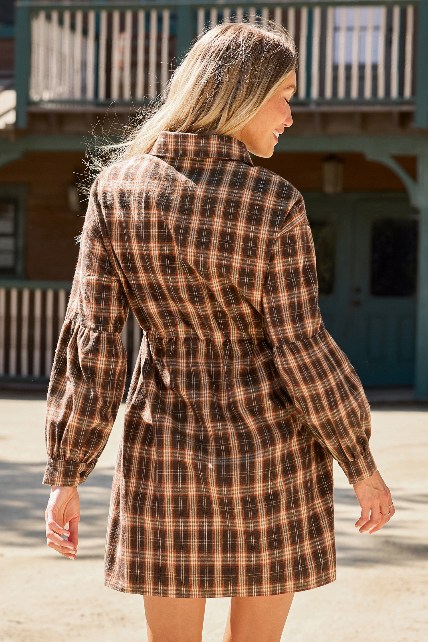 Cupshe Campus Walk Plaid Mini Dress In Brown