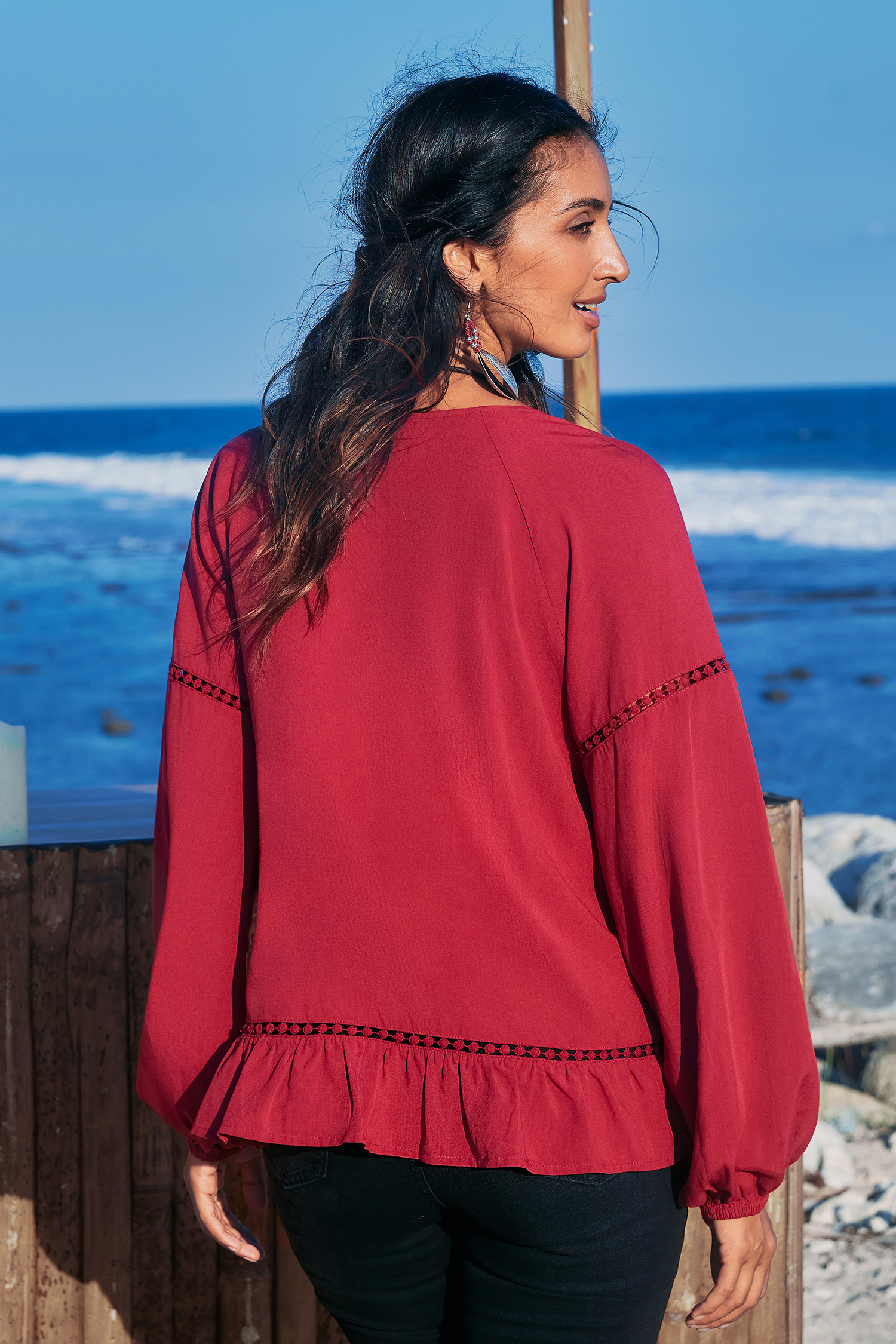 Cupshe Fall Berry Red Top In Red