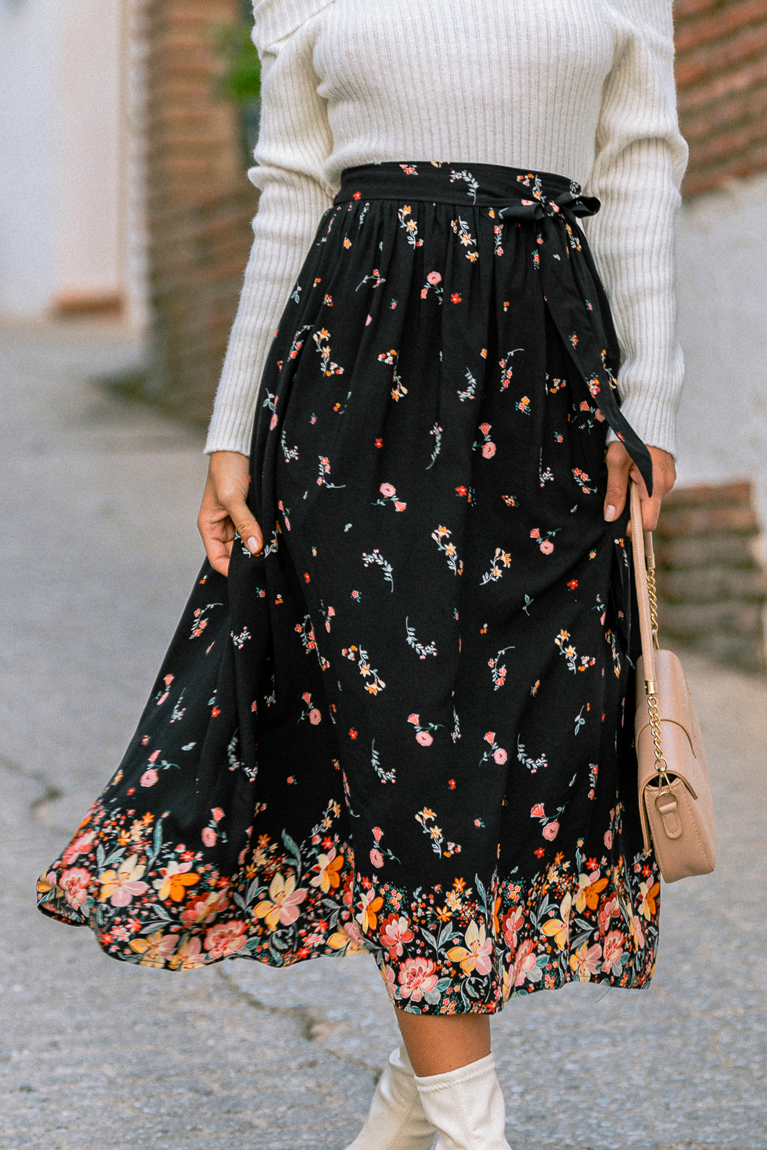Cupshe Shadow Blossom Floral Maxi Skirt