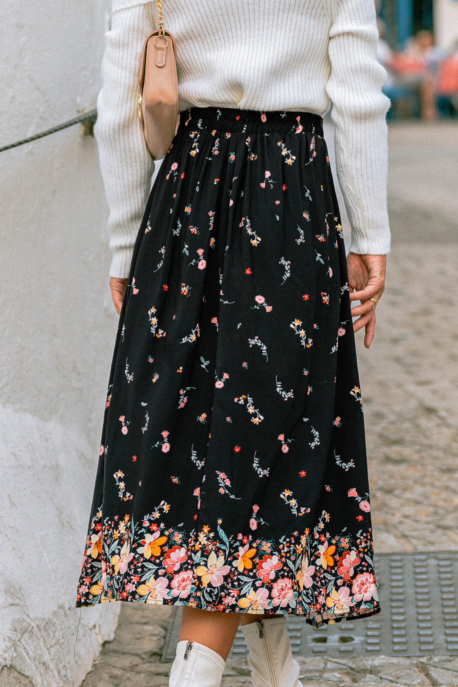 Cupshe Shadow Blossom Floral Maxi Skirt