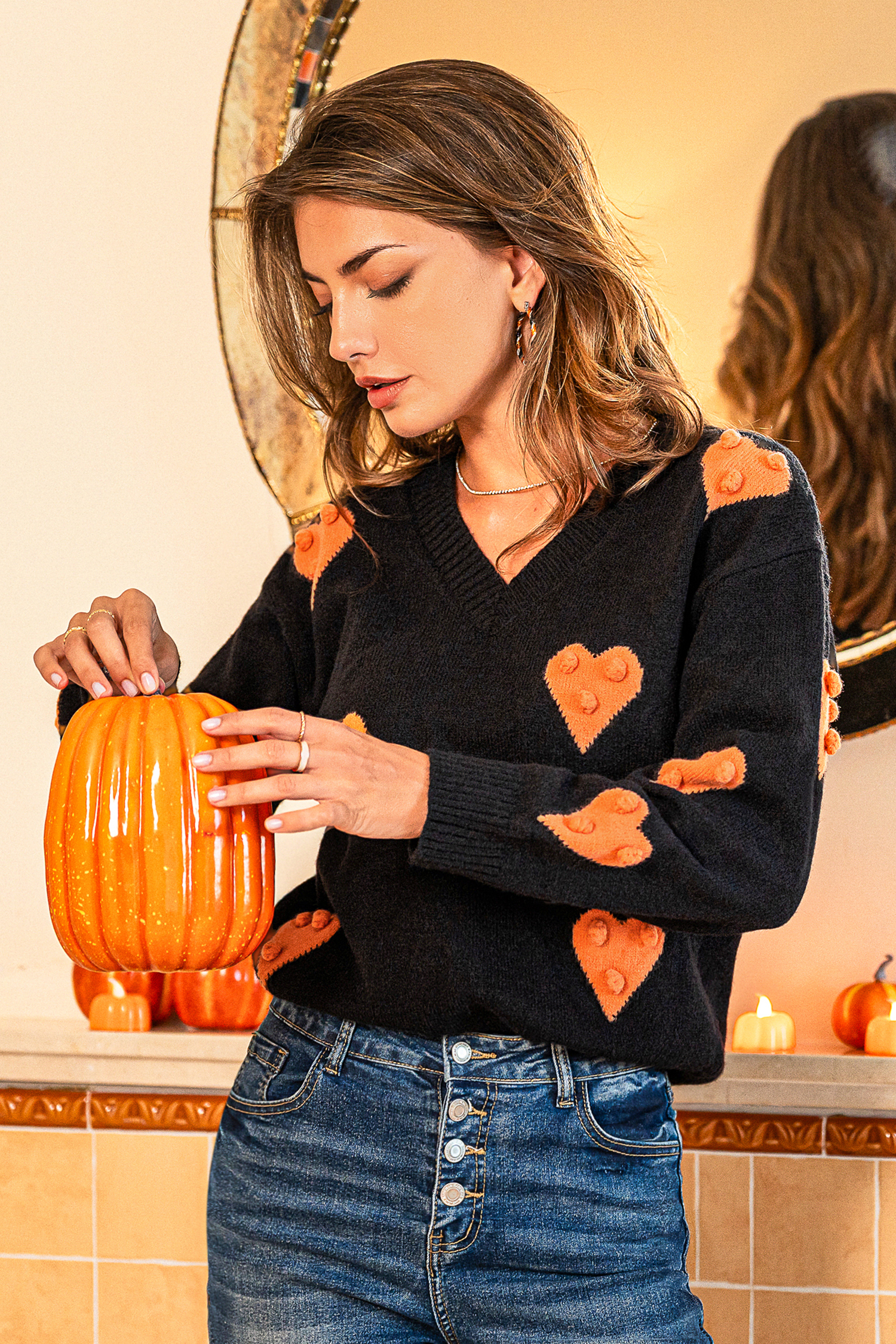 Cupshe From The Heart Black Sweater In Black