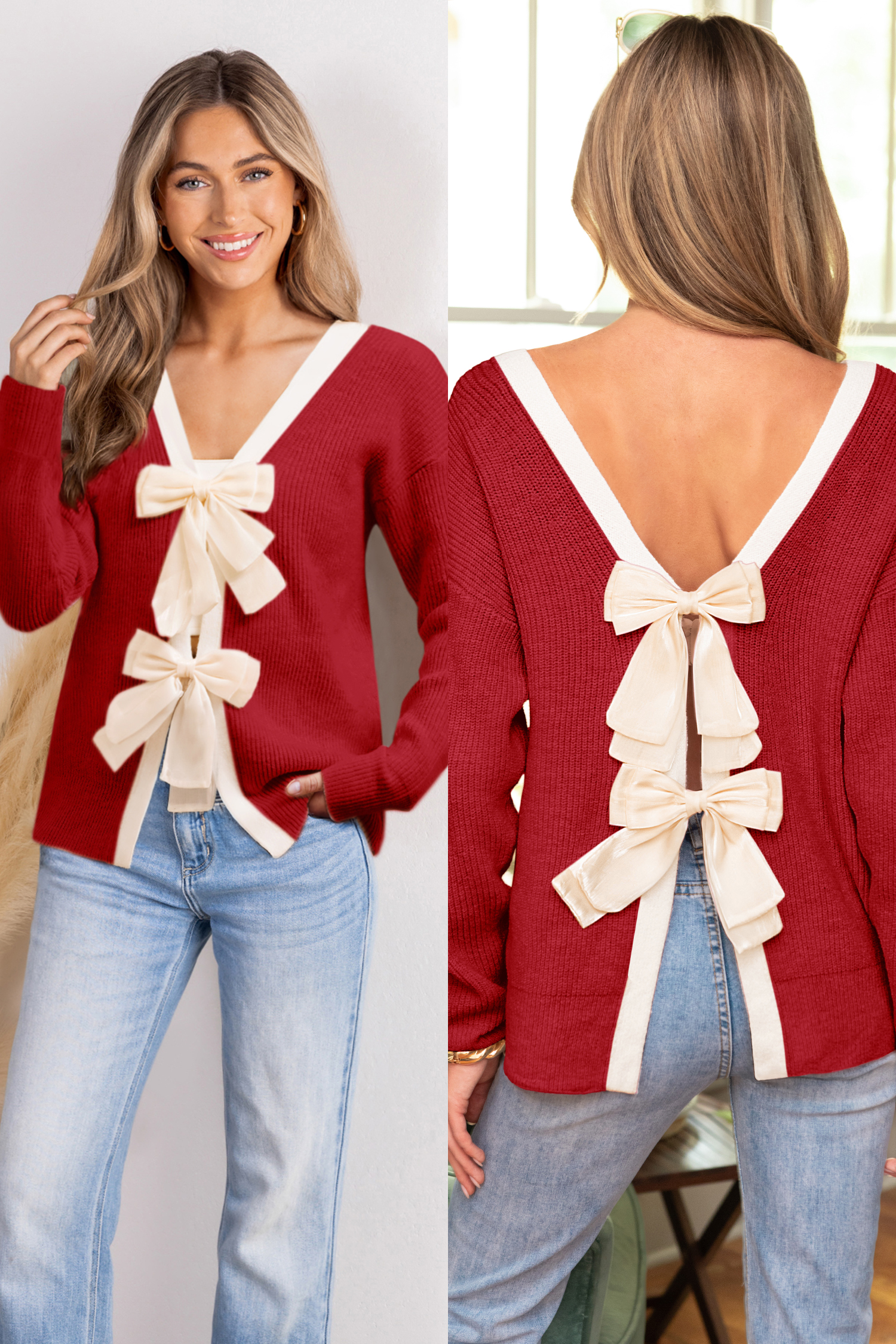 Cupshe Warm & Bright Red Sweater