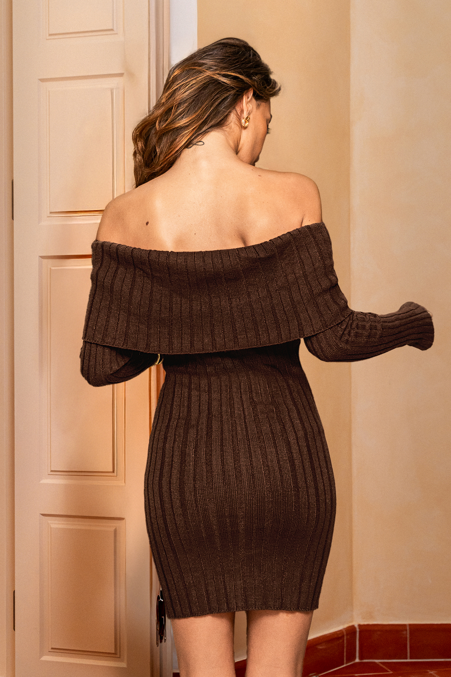 Cupshe Don't Overthink It Brown Sweater Dress In Brown