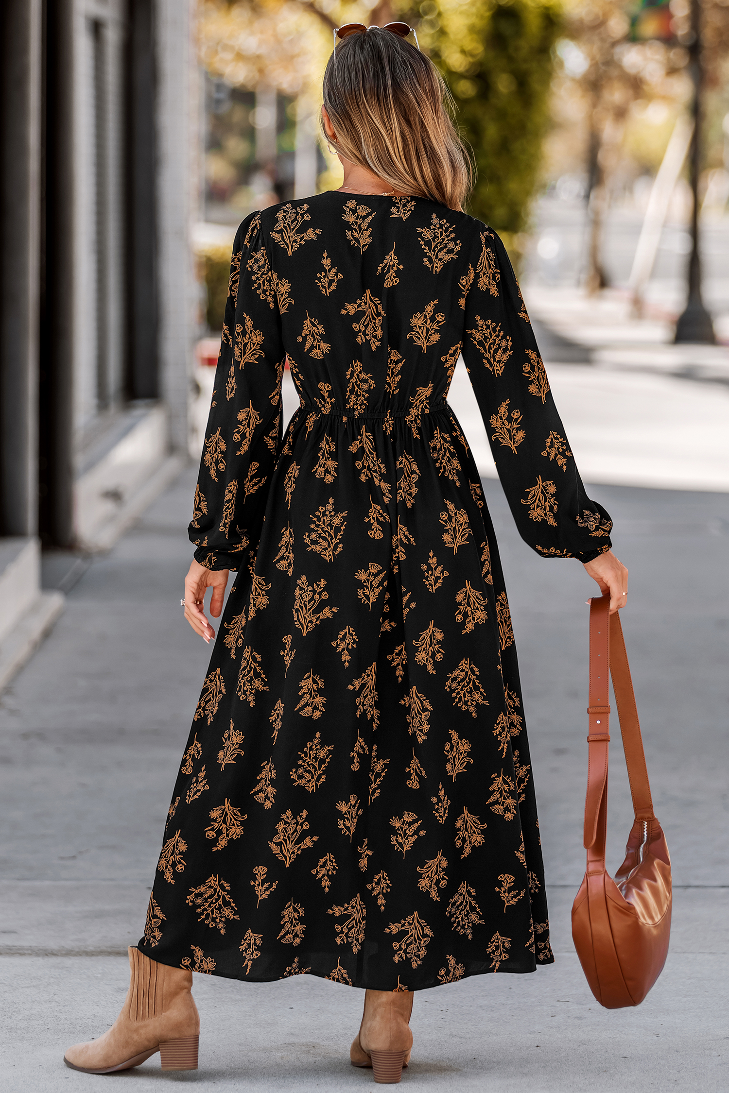 Cupshe Petals At Dusk Floral Maxi Dress In Black