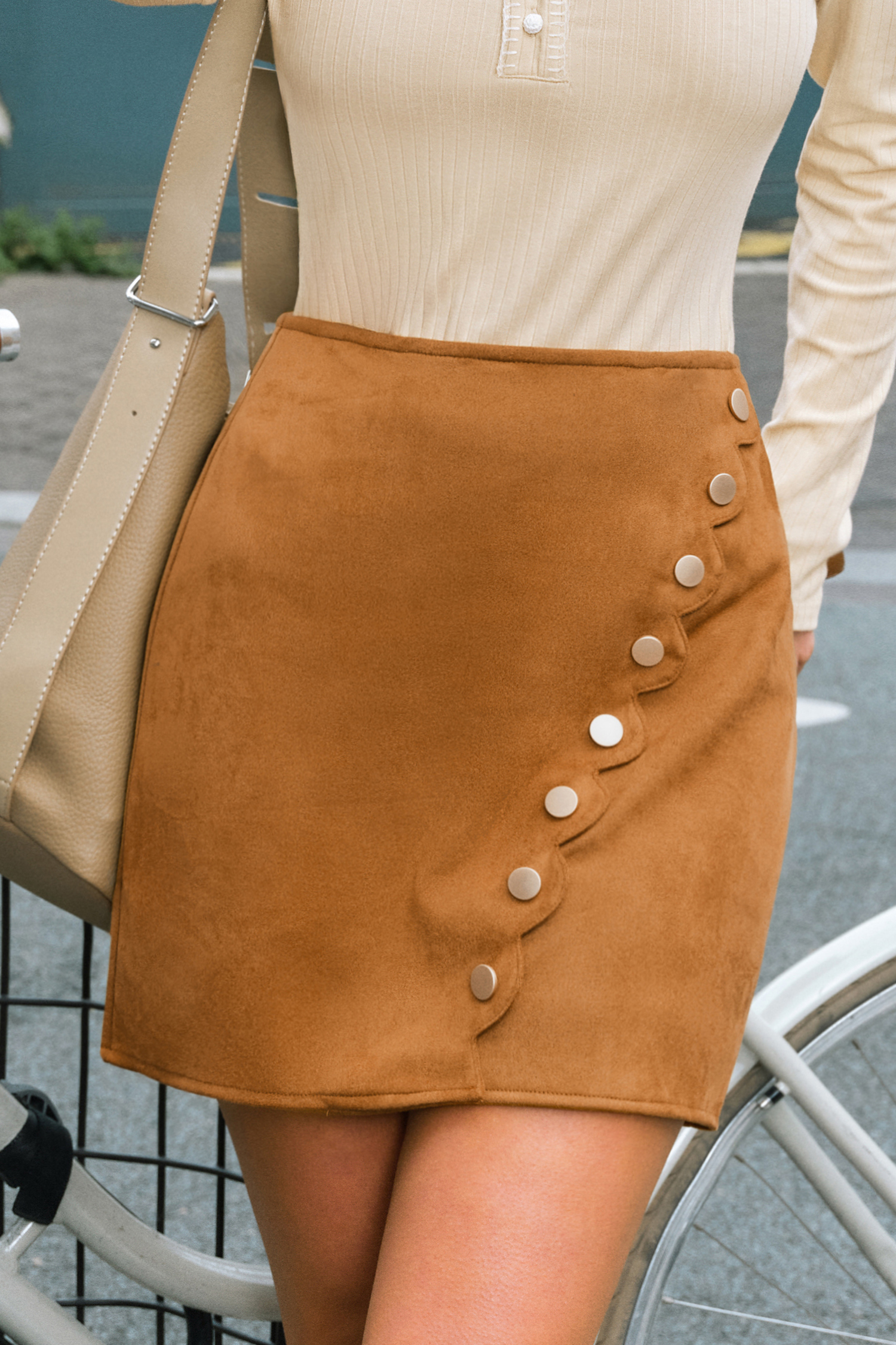 Autumn Stroll Brown Mini Skirt Playful Button Front Cupshe