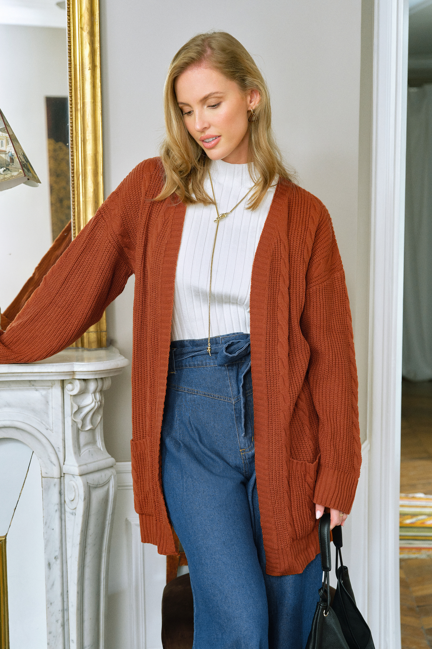 Cupshe Comfort Layer Orange Cardigan