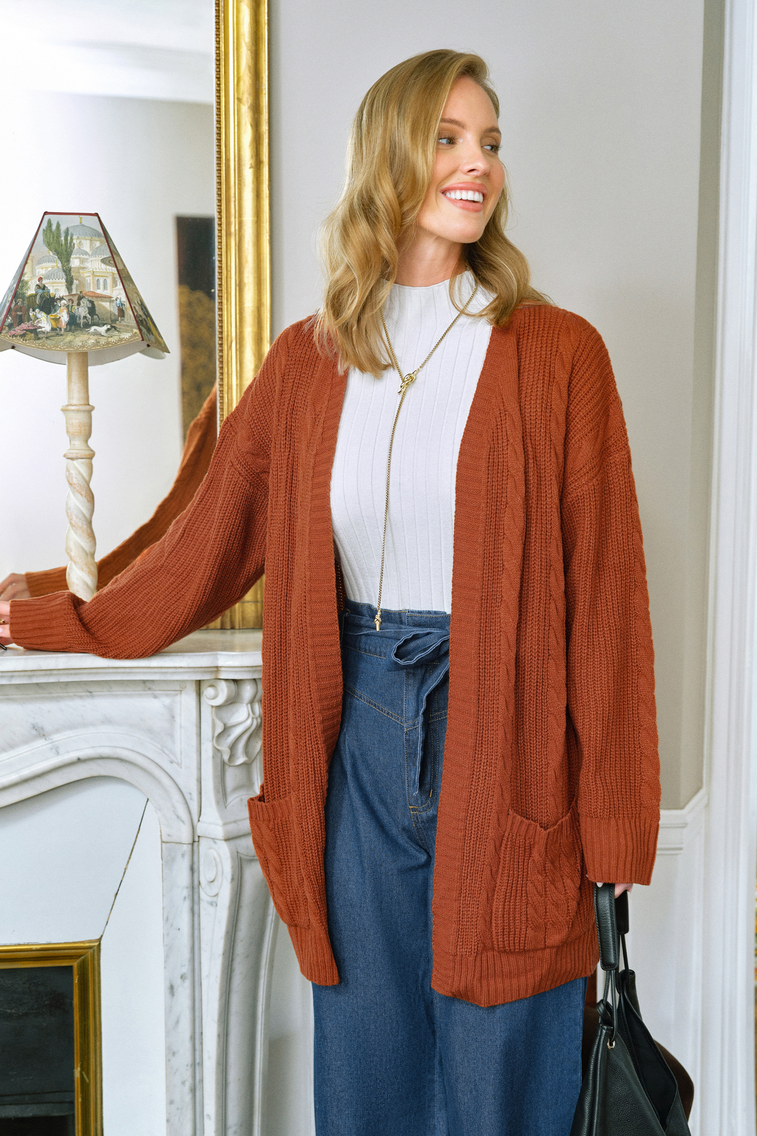 Cupshe Comfort Layer Orange Cardigan