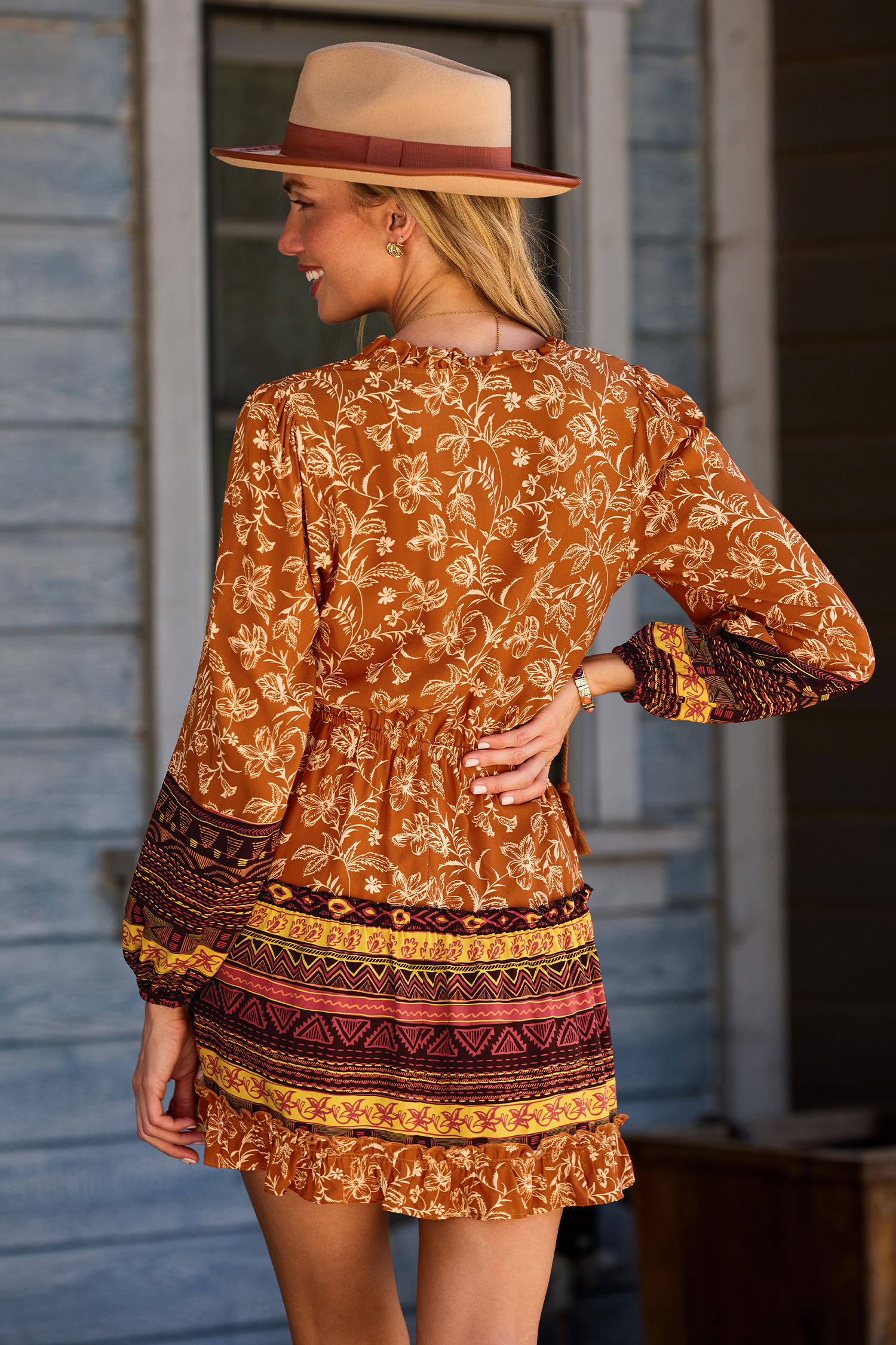 Sunset Blooms Floral Mini Dress