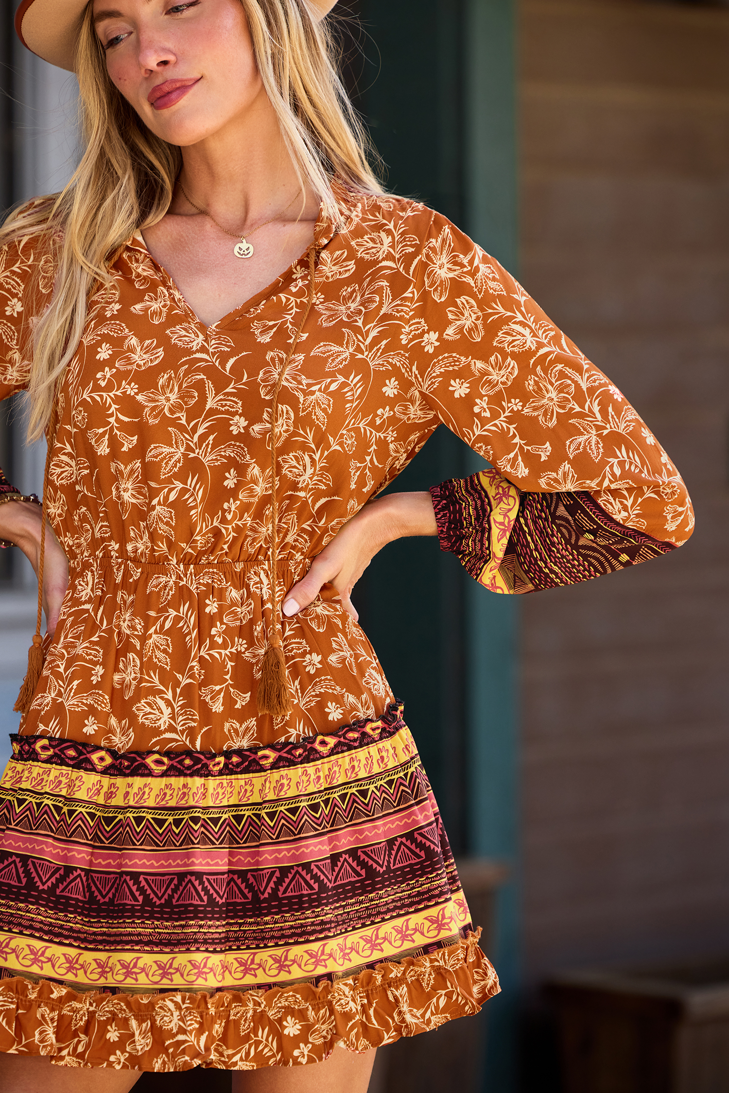 Sunset Blooms Floral Mini Dress